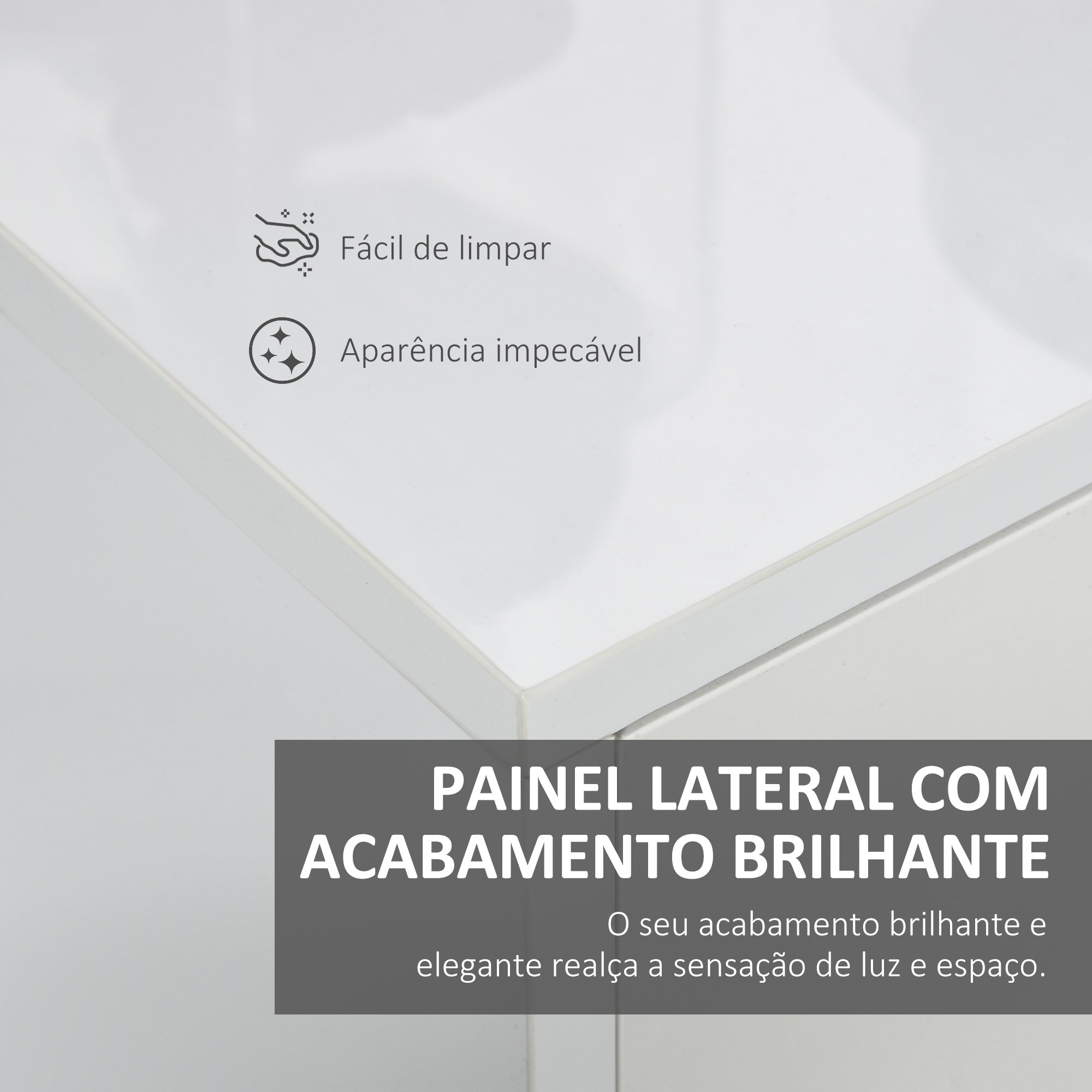 Aparador de Sala de Estar 117x36x74cm Branco de Alto Brilho
