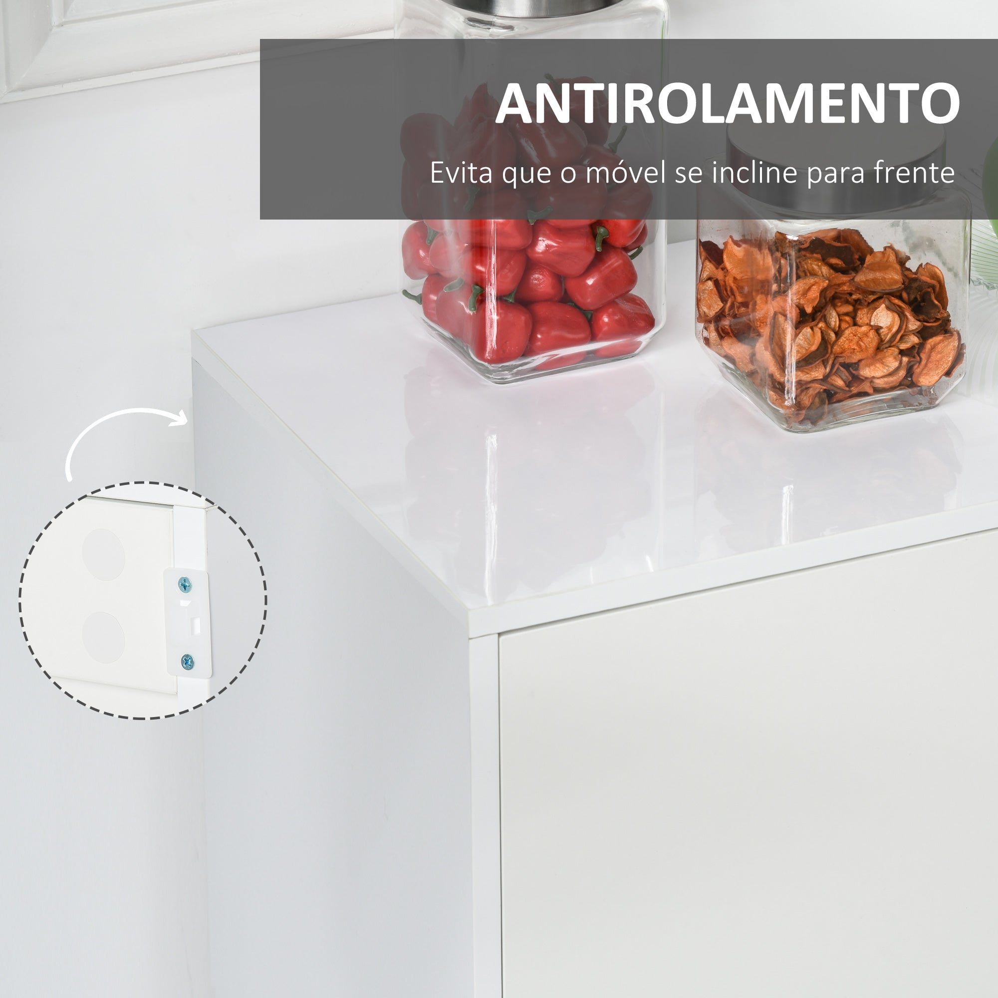 Aparador de Sala de Estar 117x36x74cm Branco de Alto Brilho