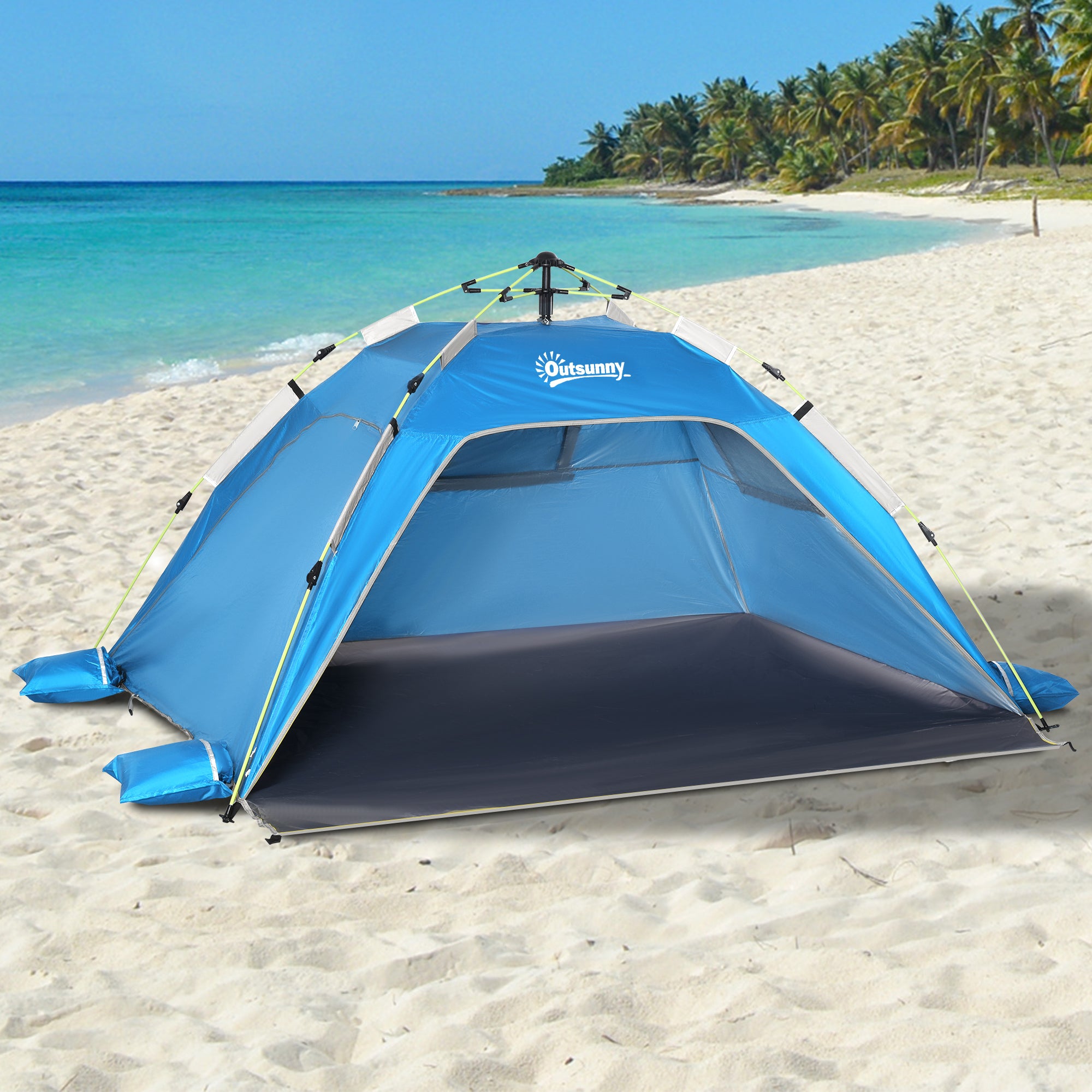 Tenda de Praia Dobrável Pop-up – 220x173x120 cm – Azul – Poliéster