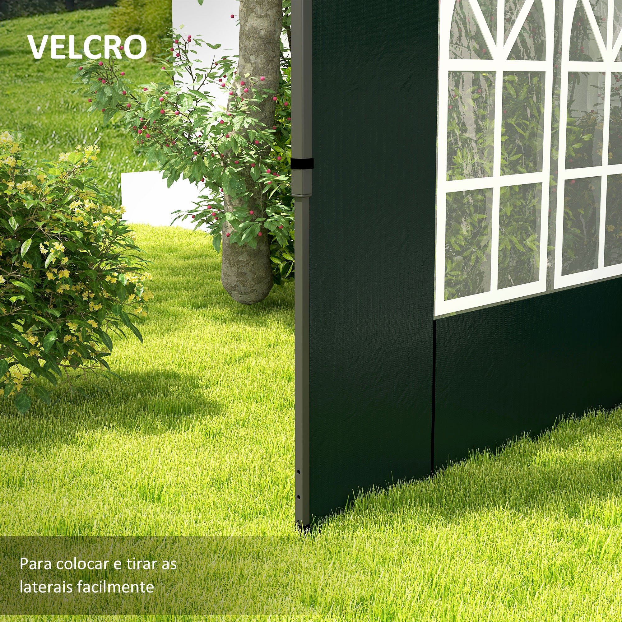 Conjunto de 2 Paredes Laterais para Tendas 3x3m e 3x6m - Verde Escuro 293x193 cm