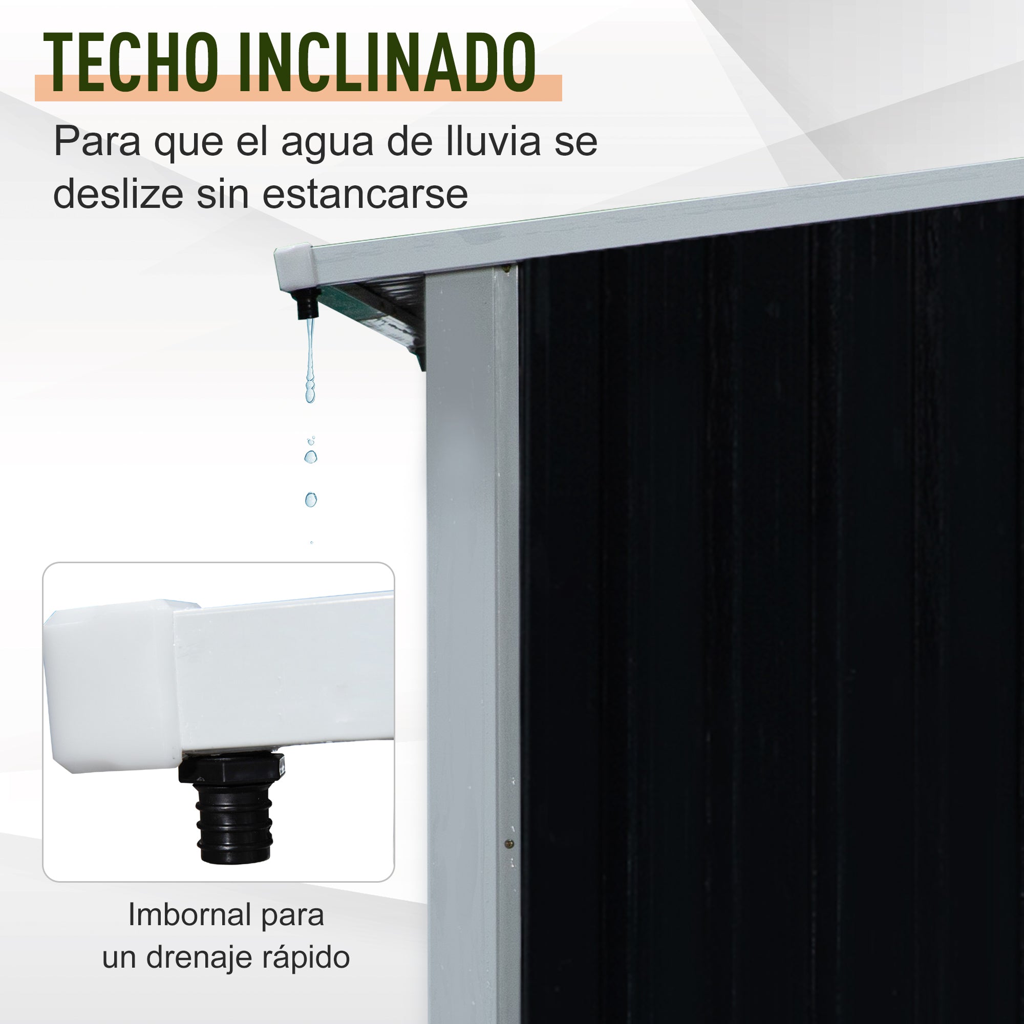 Abrigo de Lenha de Aço Galvanizado 182x89x136/148cm - Cinzento