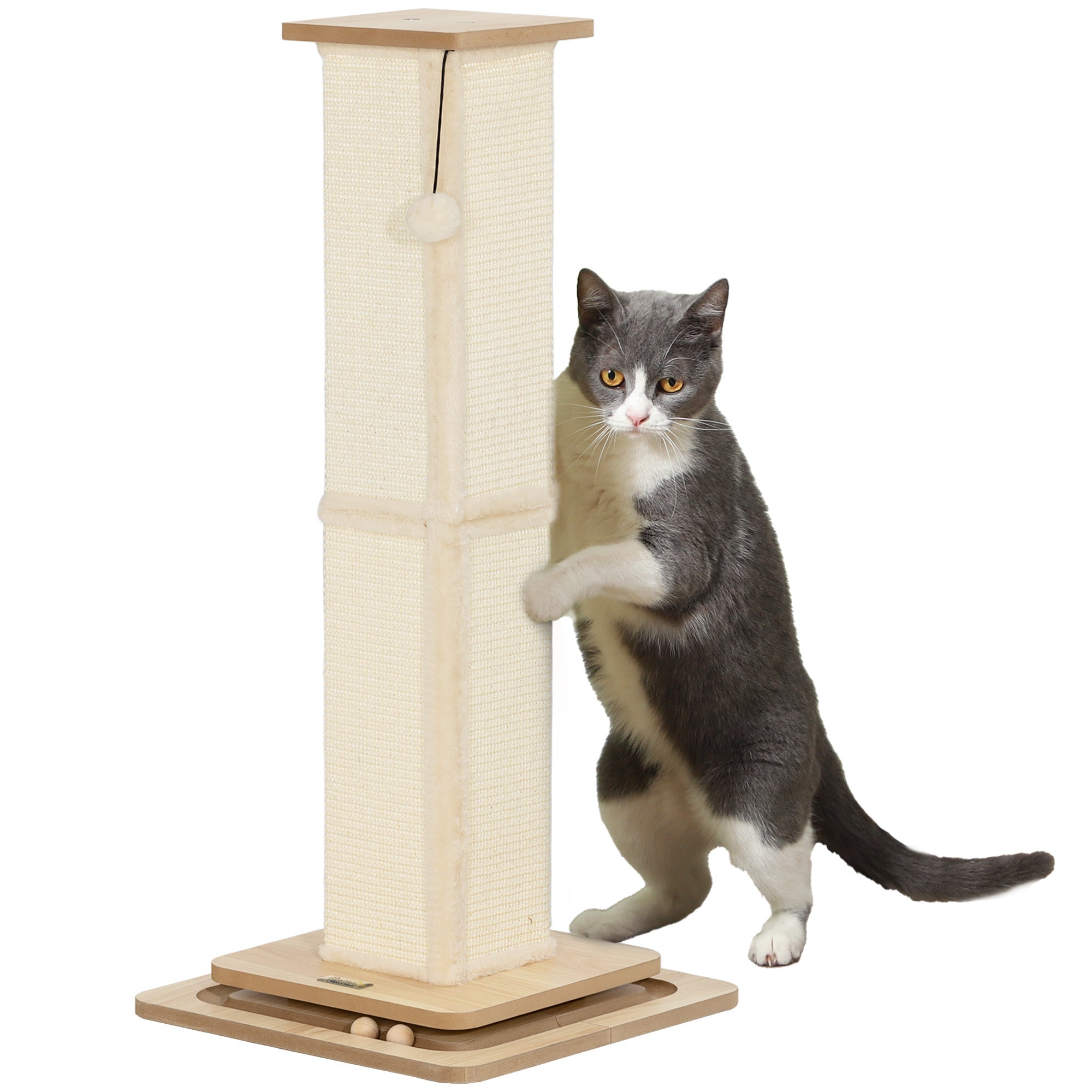 Poste Arranhador para Gatos 39,5x39,5x87 cm Bege e Madeira