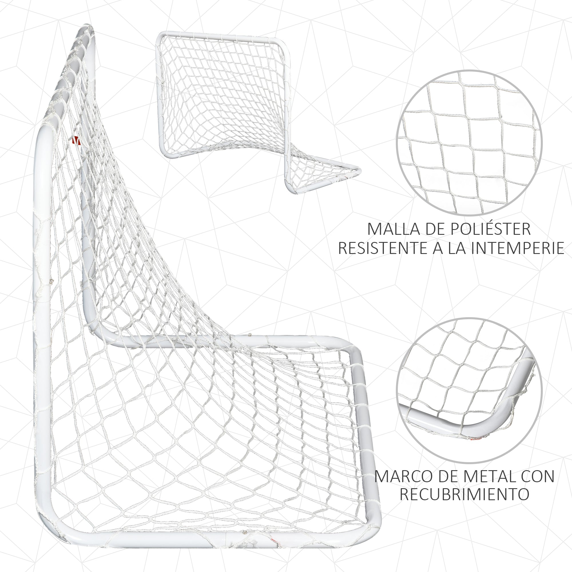 Conjunto de 2 mini gols de futebol 78x46x56 cm - Branco