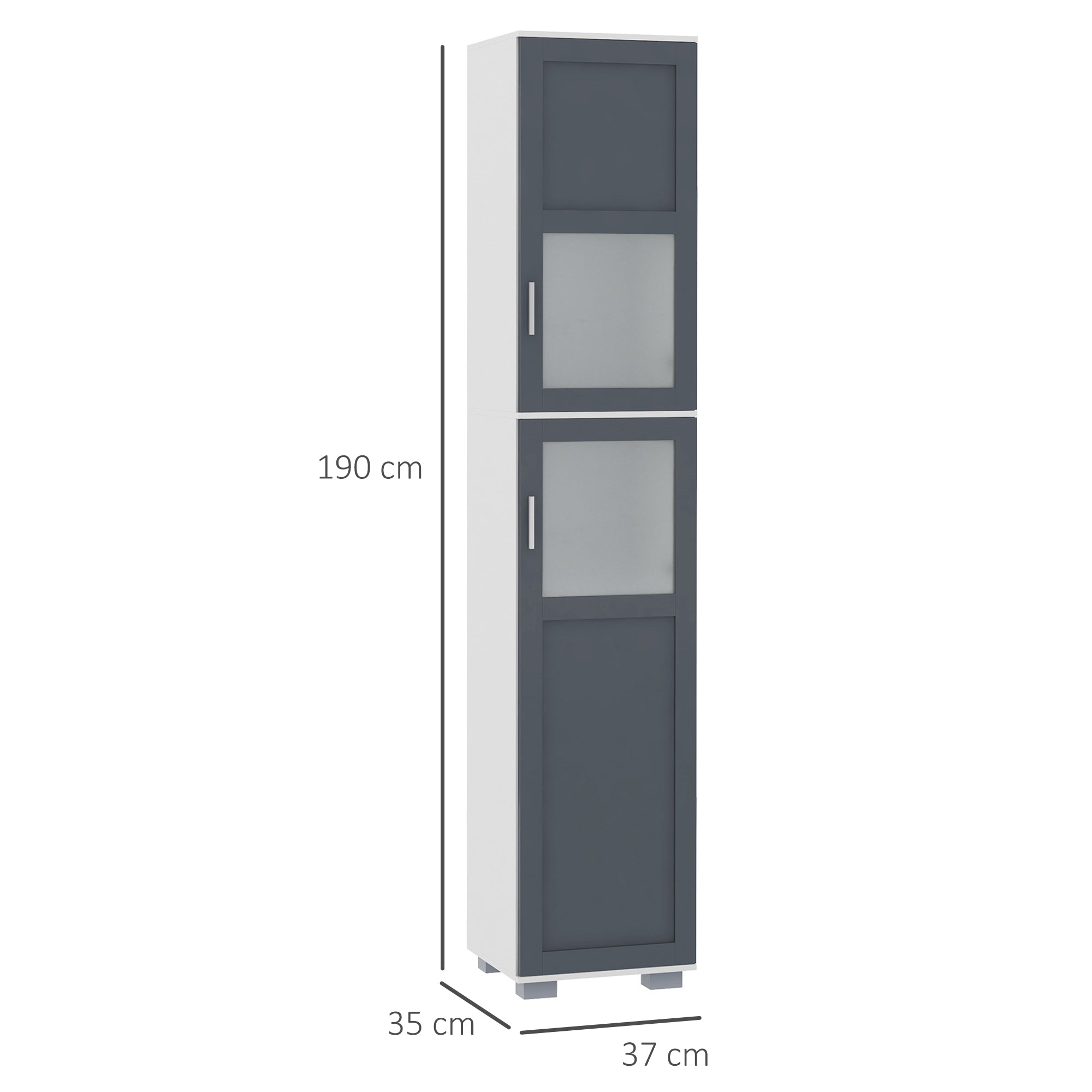 Coluna Casa de Banho Móvel Auxiliar 37x35x190 cm Branco e Cinza
