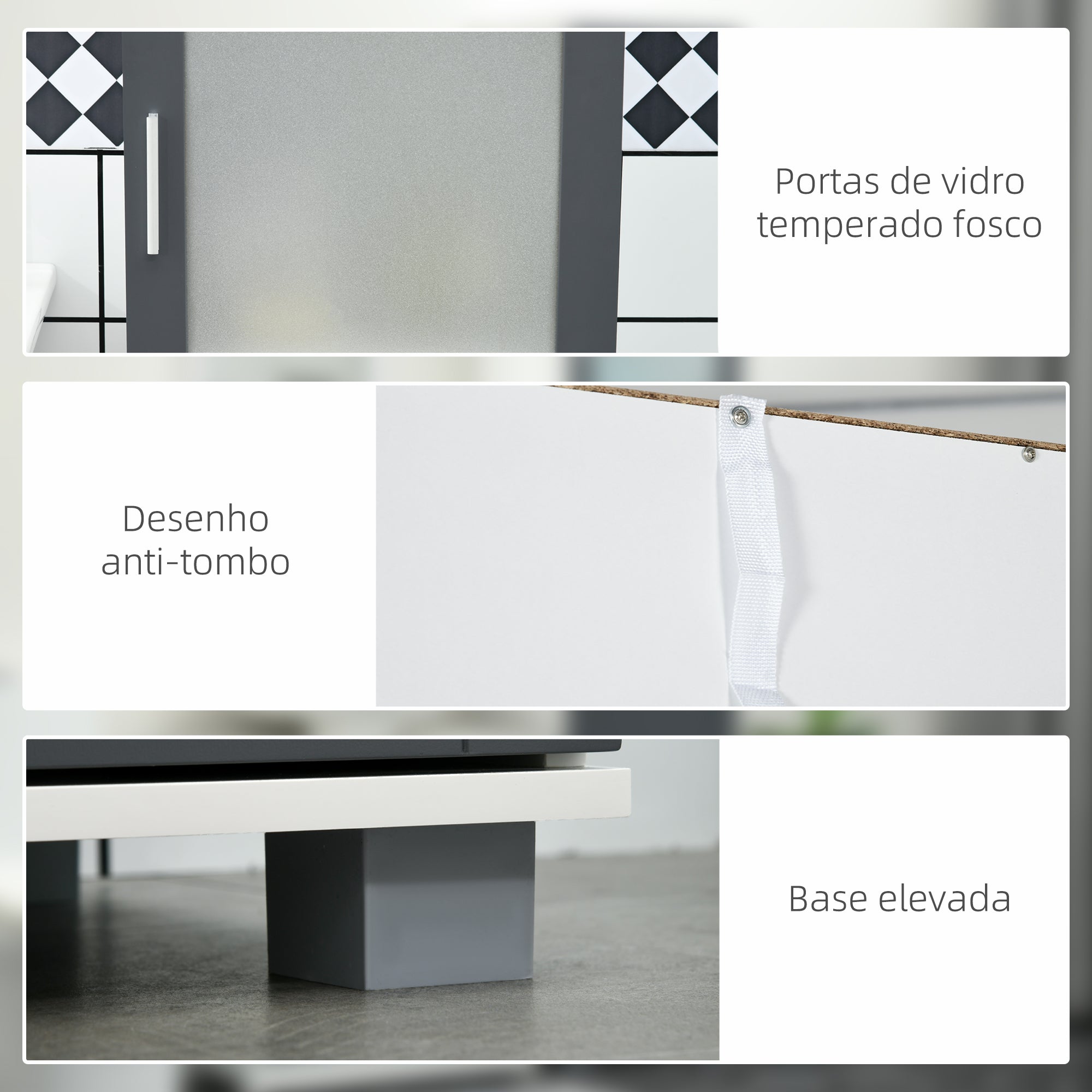Coluna Casa de Banho Móvel Auxiliar 37x35x190 cm Branco e Cinza