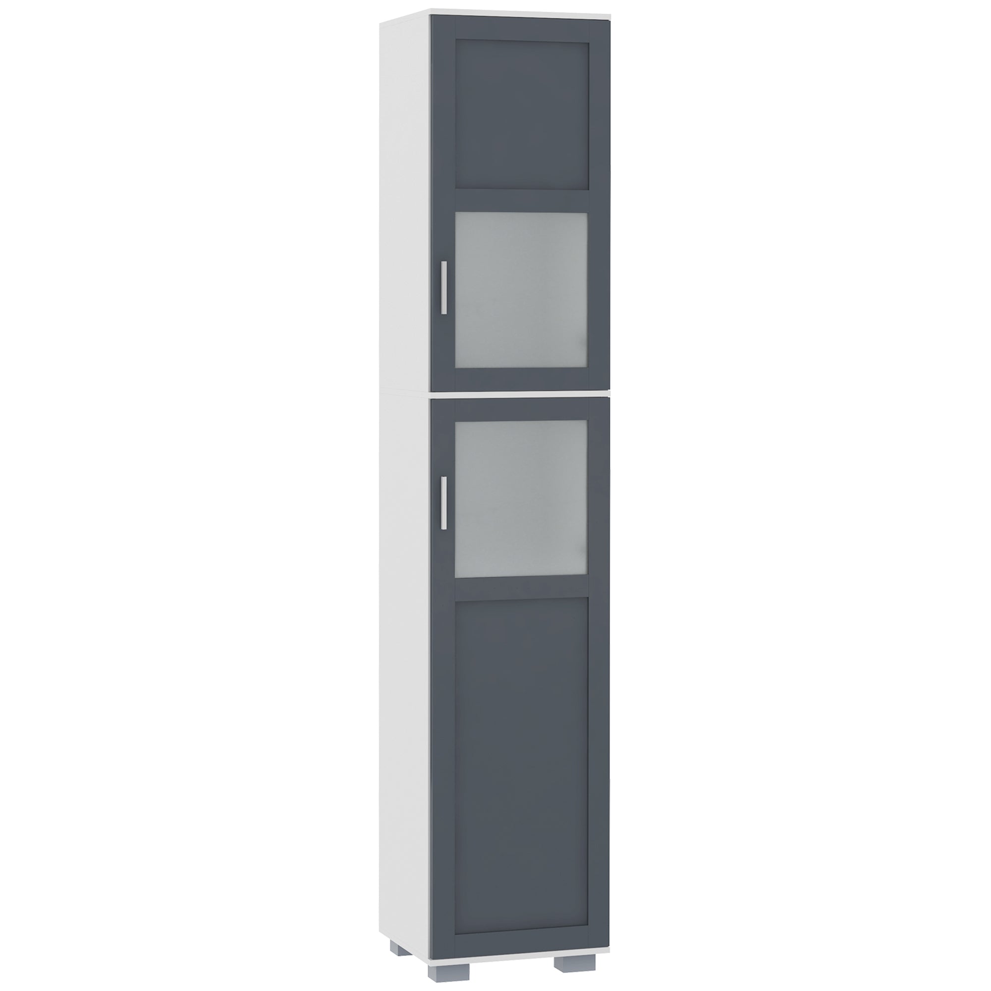 Coluna Casa de Banho Móvel Auxiliar 37x35x190 cm Branco e Cinza