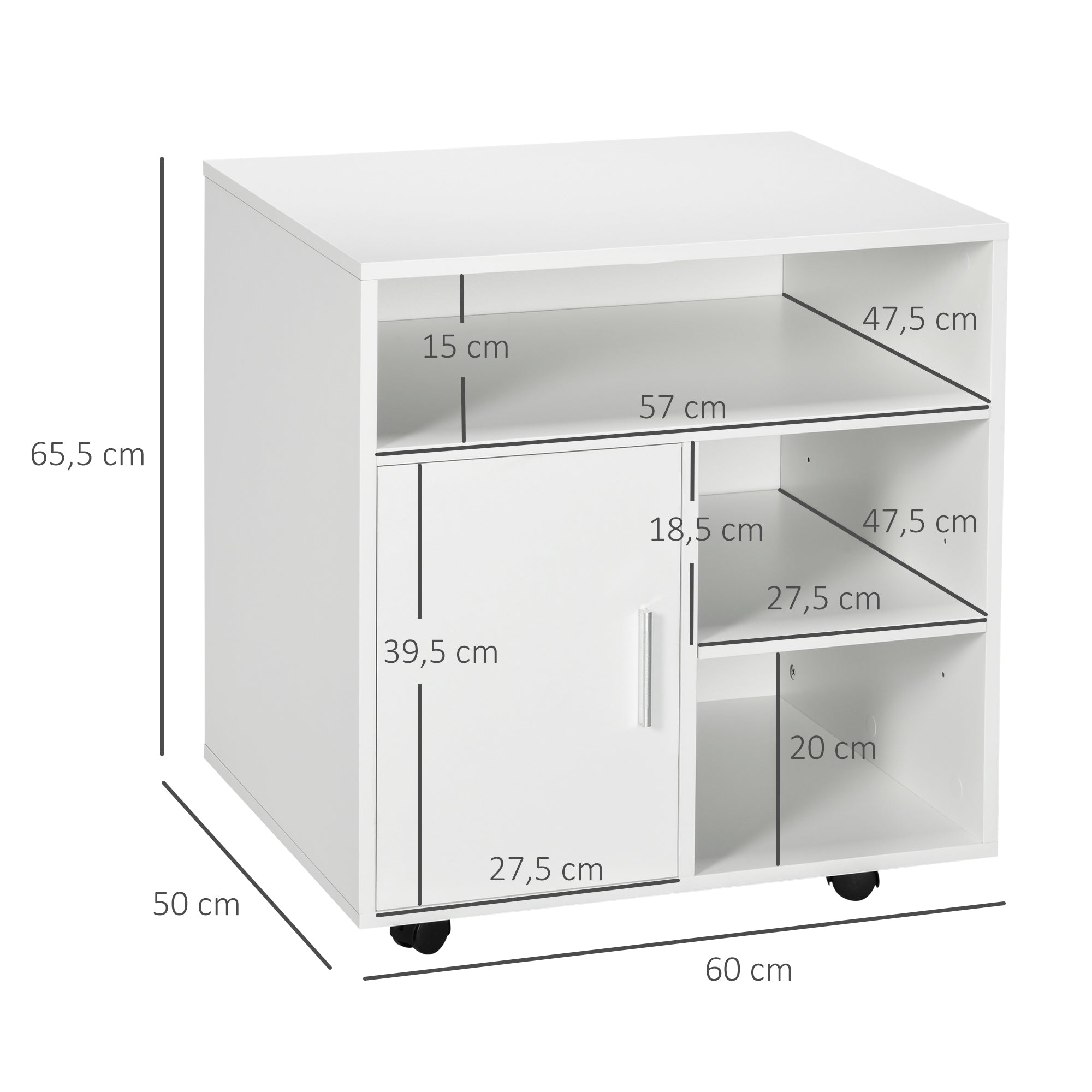 Armário Multifuncional com Prateleiras 60x50x65,5 cm - Branco