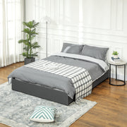 Estrutura de Cama Dupla – 145x194x28 cm – Cinzento – Linho sintético