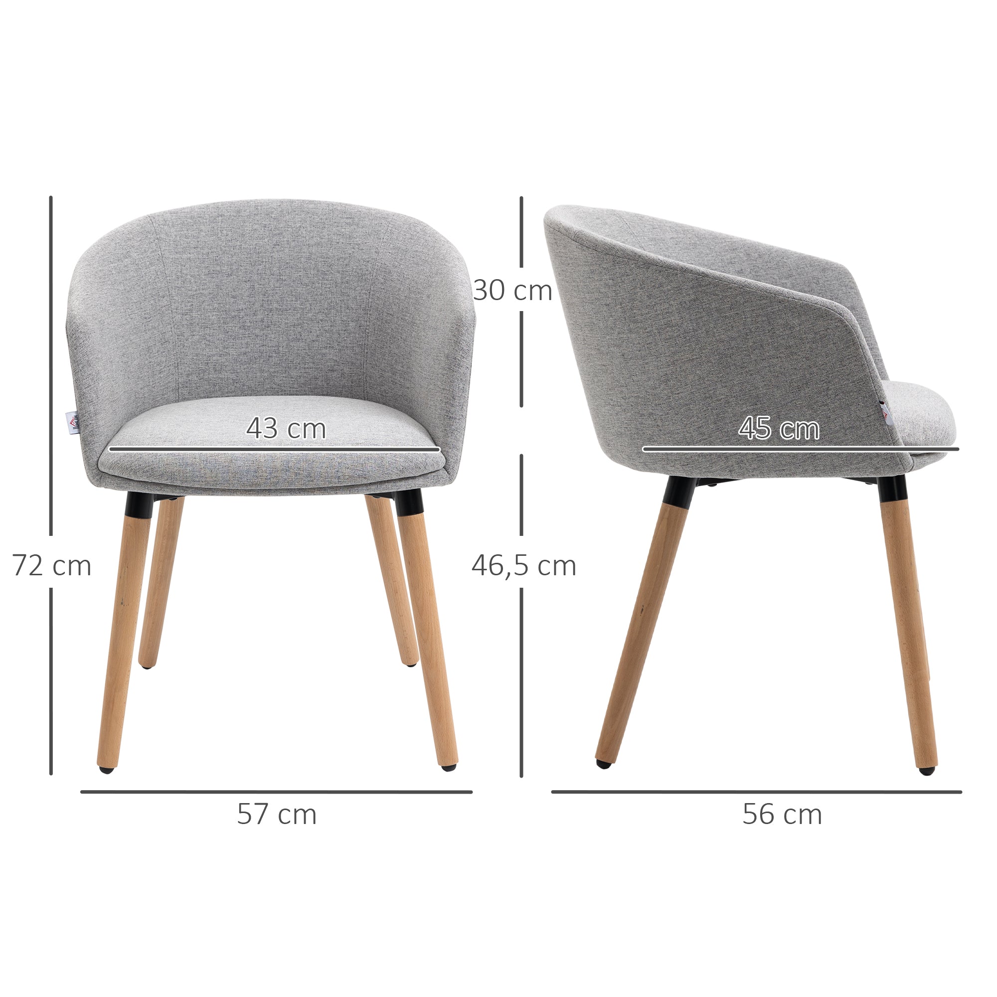 Cadeira Estofada em Linho Sintético – 57x56x72cm – Cinza Claro