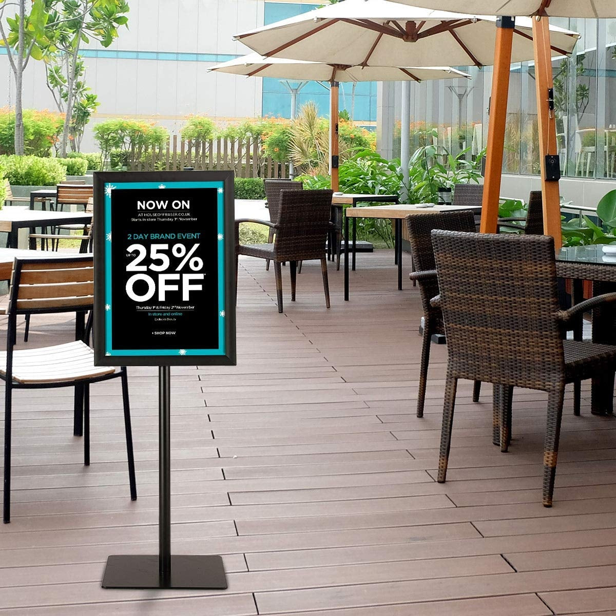 Suporte de Exibição de Menu Publicitário para Sinalização de Pavimento A3 com Altura Ajustável