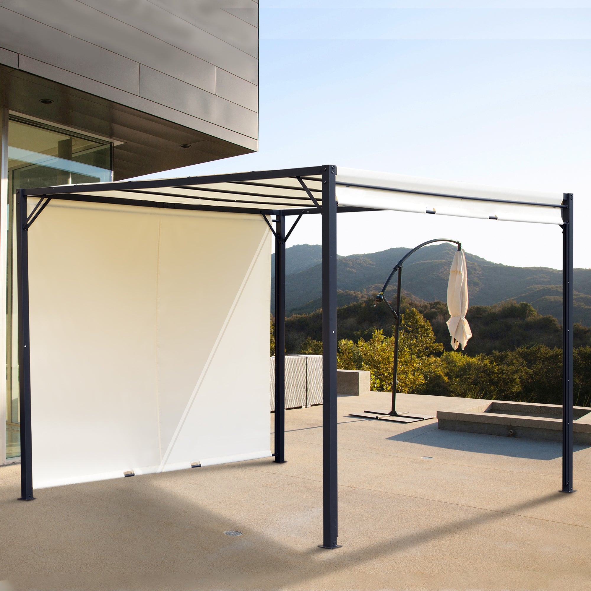Pérgola Retrátil 295x295x226 cm em Creme Branco