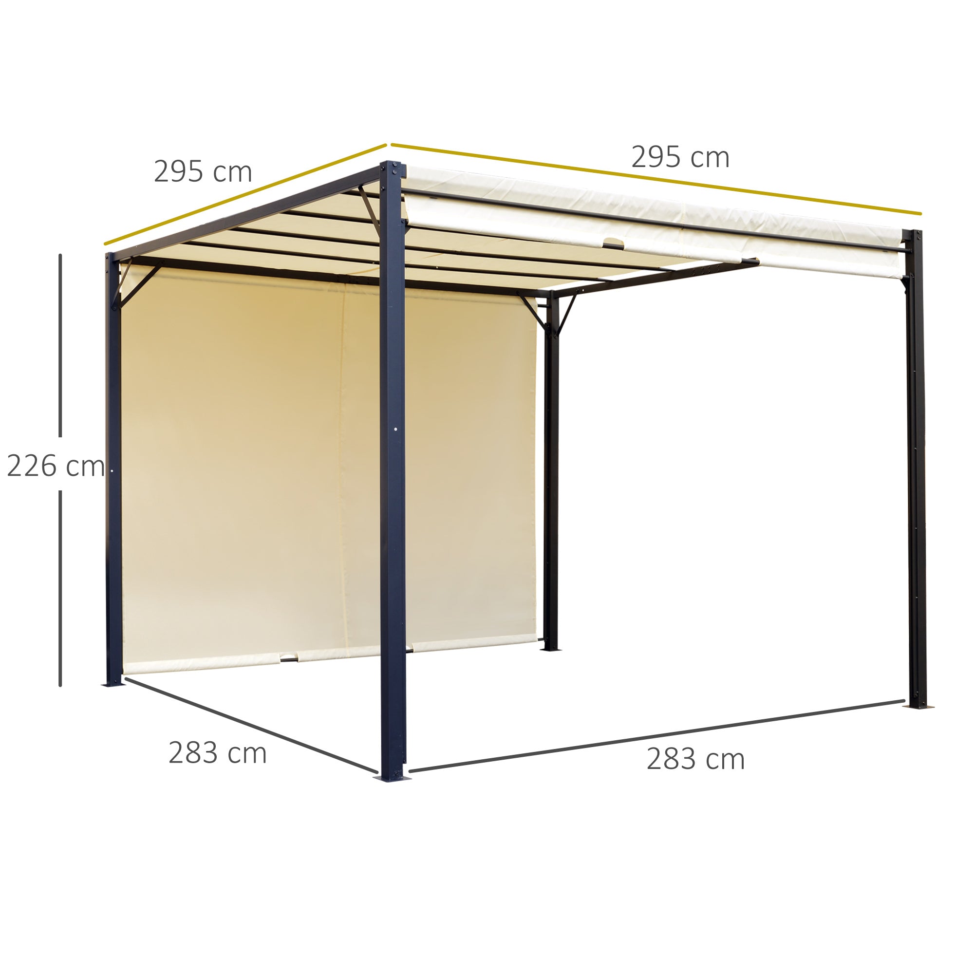 Pérgola Retrátil 295x295x226 cm em Creme Branco
