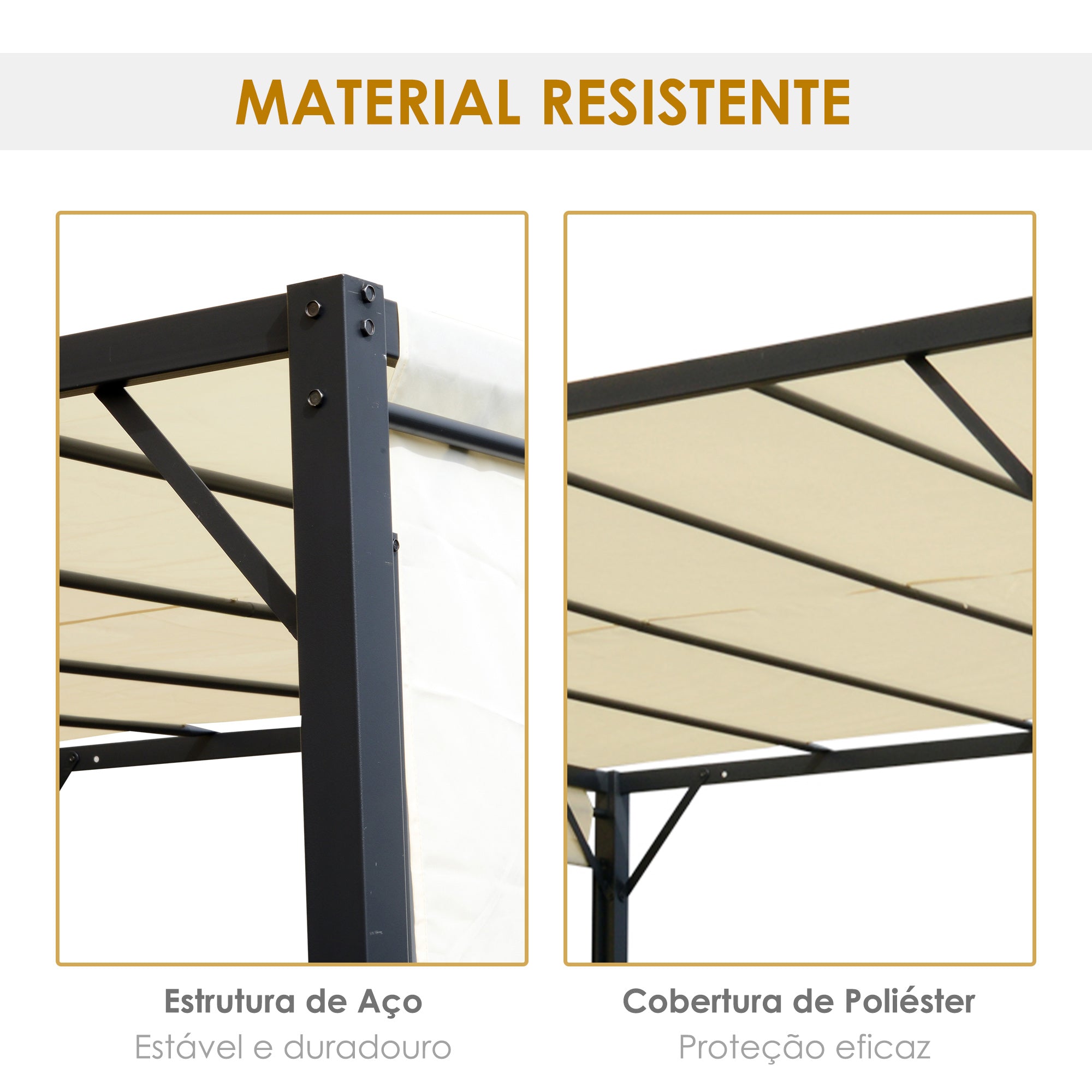 Pérgola Retrátil 295x295x226 cm em Creme Branco