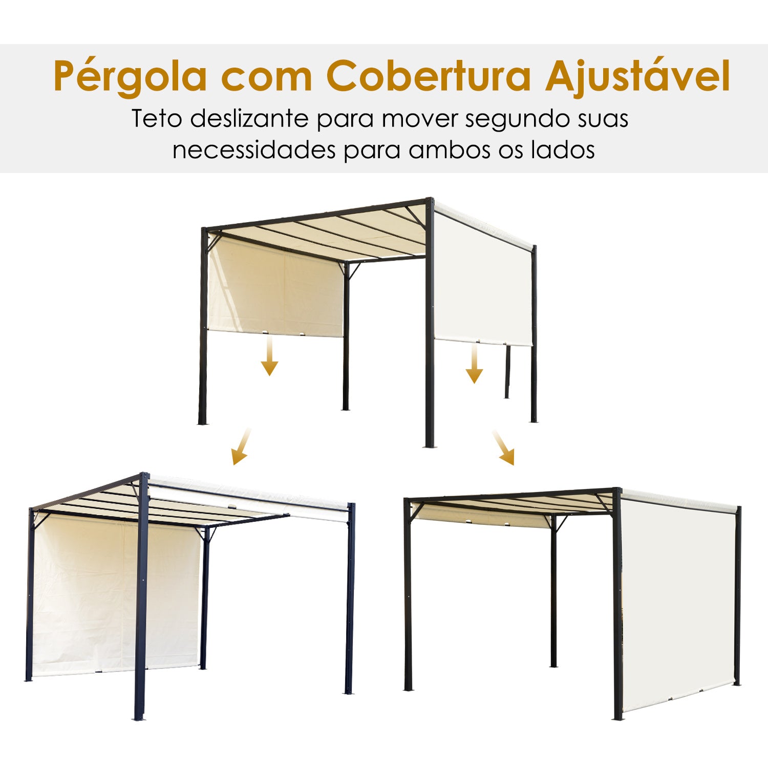 Pérgola Retrátil 295x295x226 cm em Creme Branco
