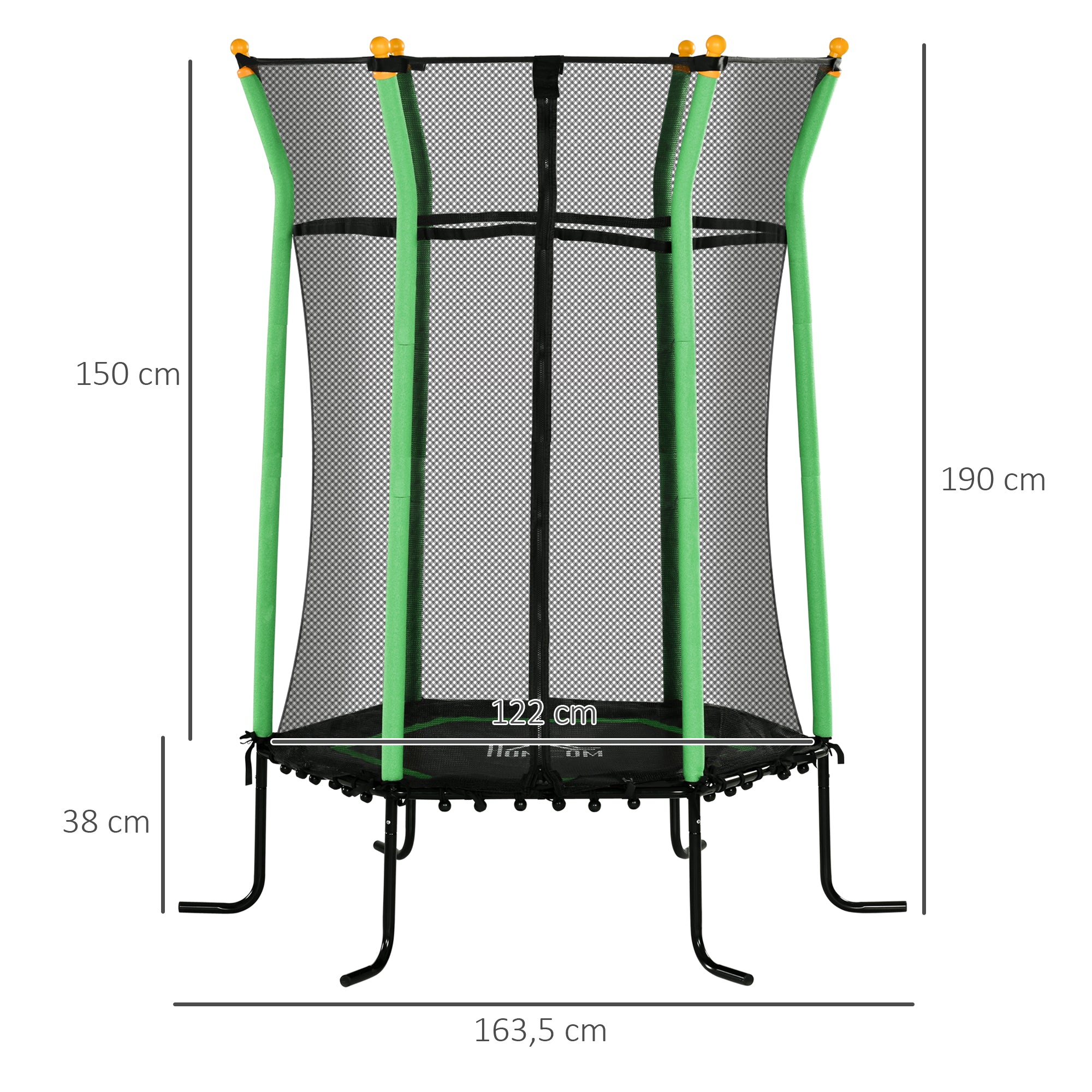 Trampolim Infantil Verde Ø163,5x190 cm - Cama Elástica para Crianças acima de 3 Anos