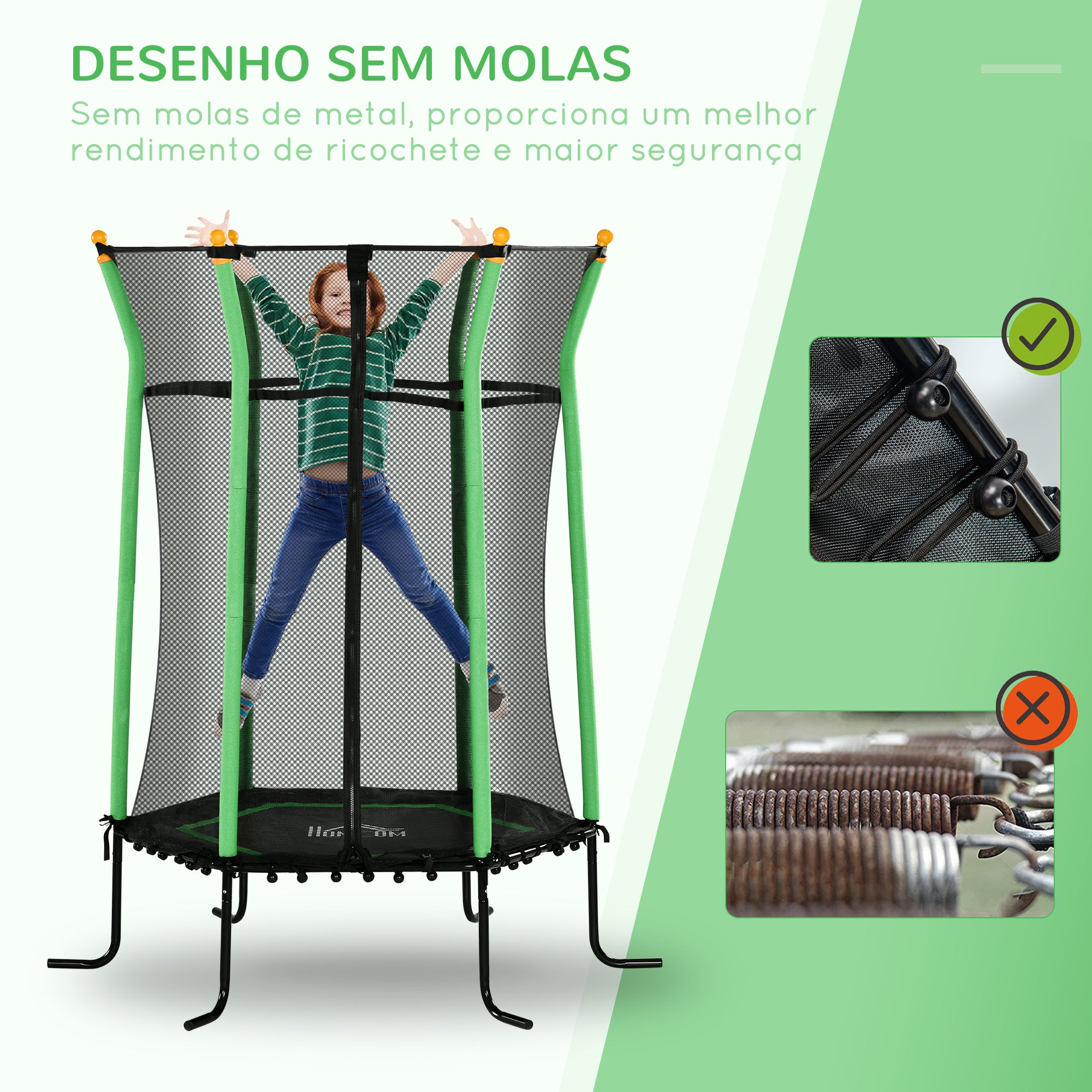 Trampolim Infantil Verde Ø163,5x190 cm - Cama Elástica para Crianças acima de 3 Anos