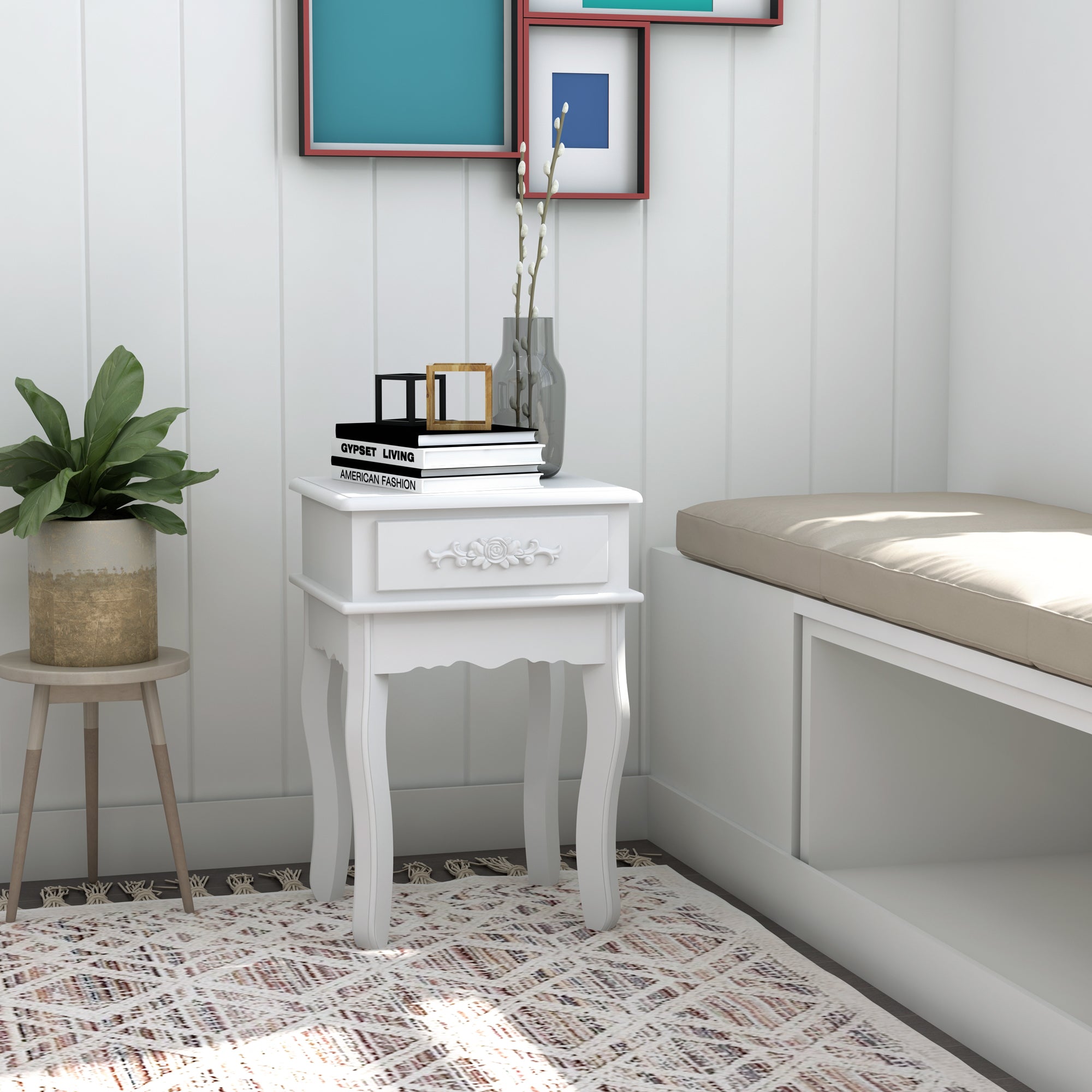 Mesa de Cabeceira 40x35x60cm Branco - Elegância e Funcionalidade em um Só Produto