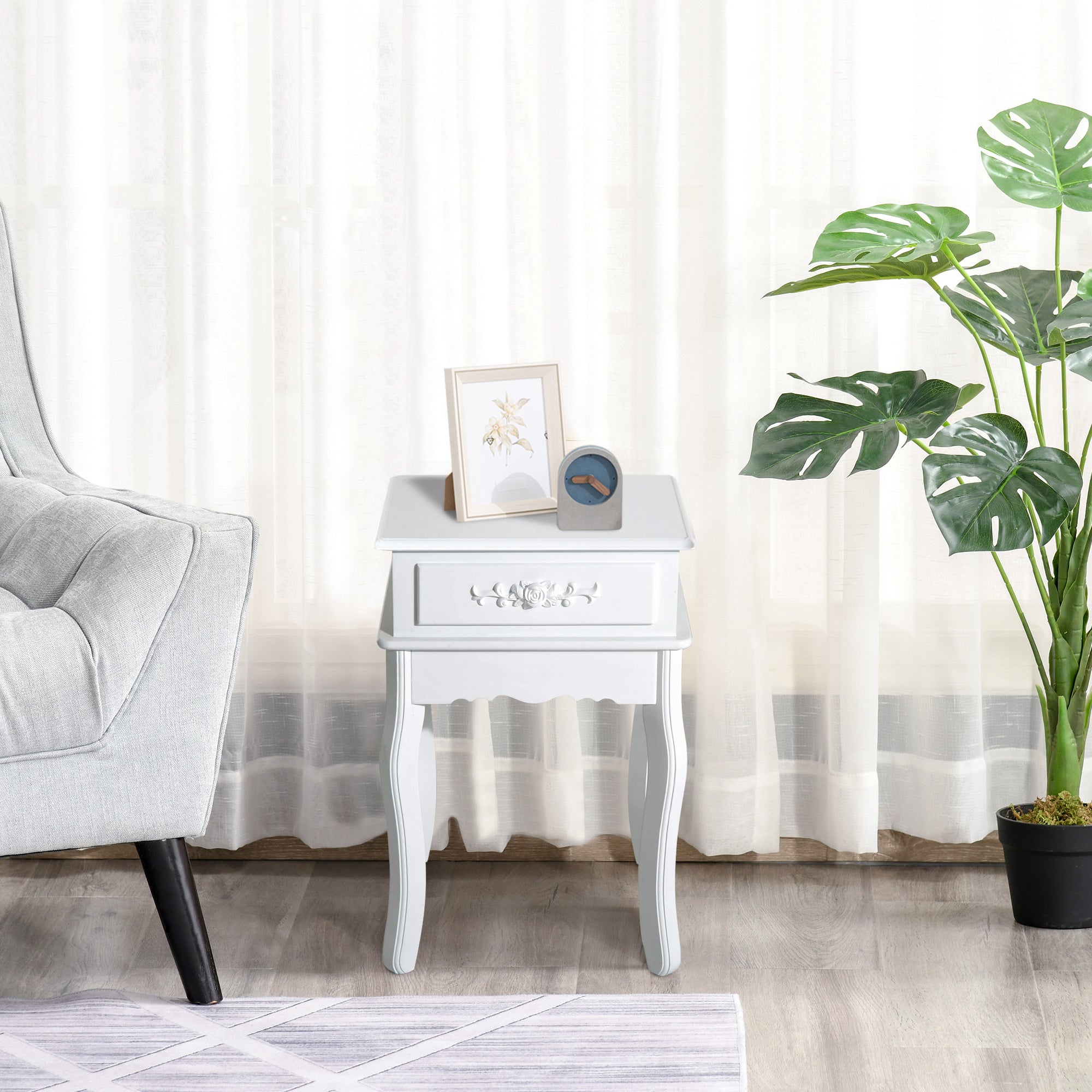 Mesa de Cabeceira 40x35x60cm Branco - Elegância e Funcionalidade em um Só Produto
