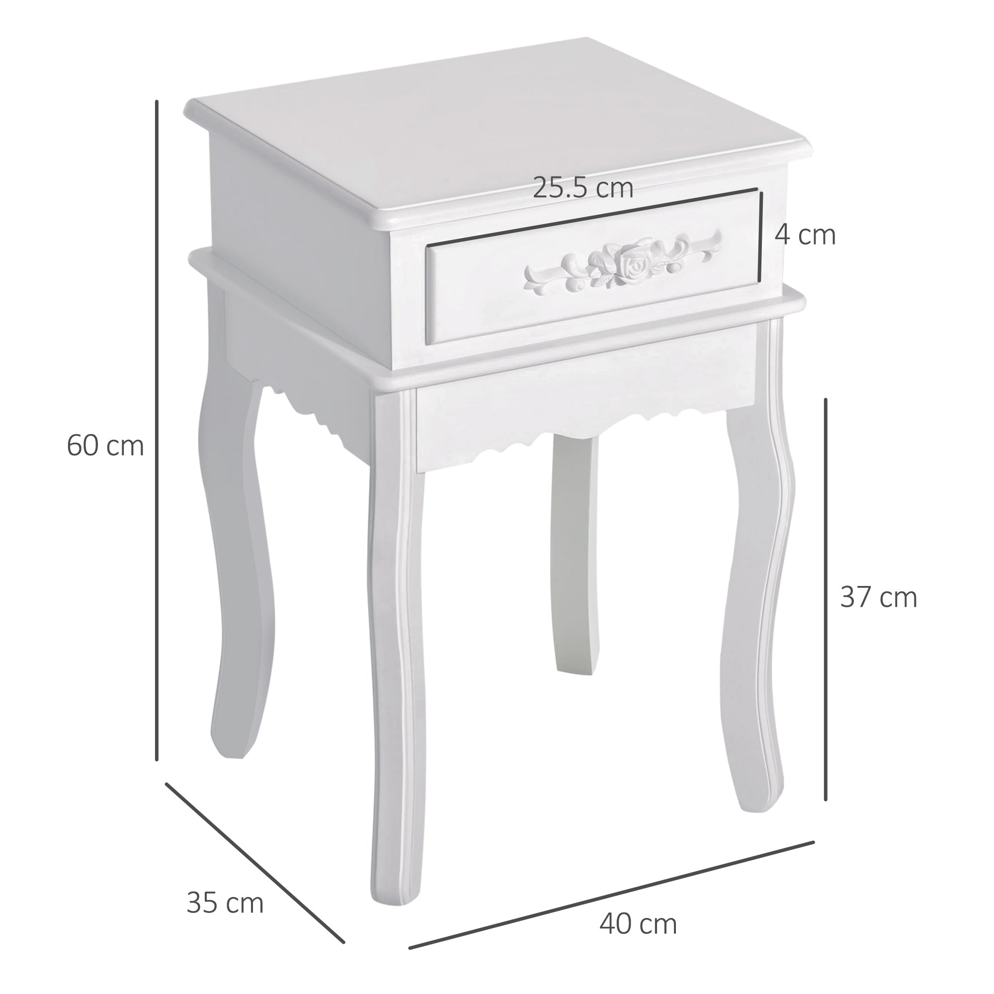 Mesa de Cabeceira 40x35x60cm Branco - Elegância e Funcionalidade em um Só Produto