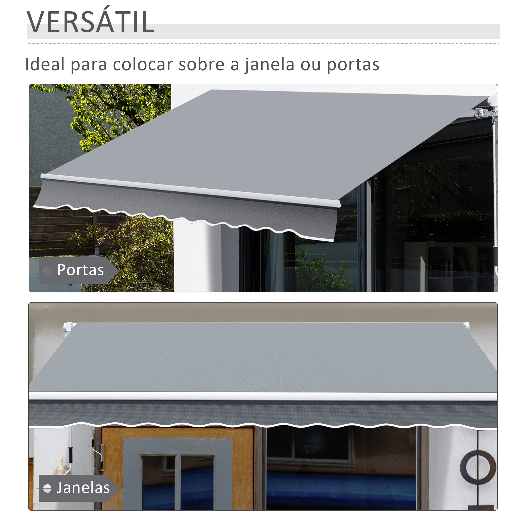 Toldo Retrátil Manual 295x245cm Cinza