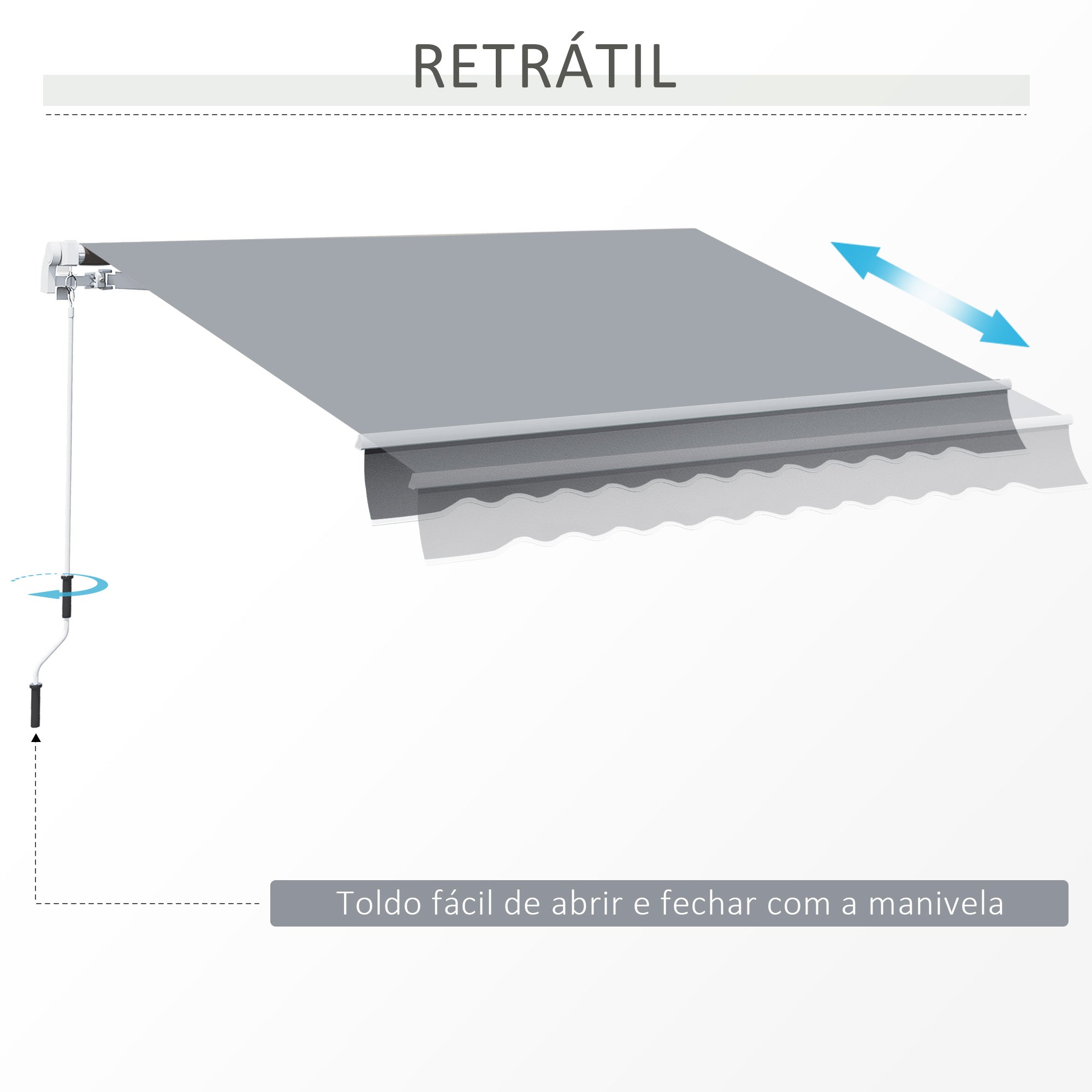 Toldo Retrátil Manual 295x245cm Cinza