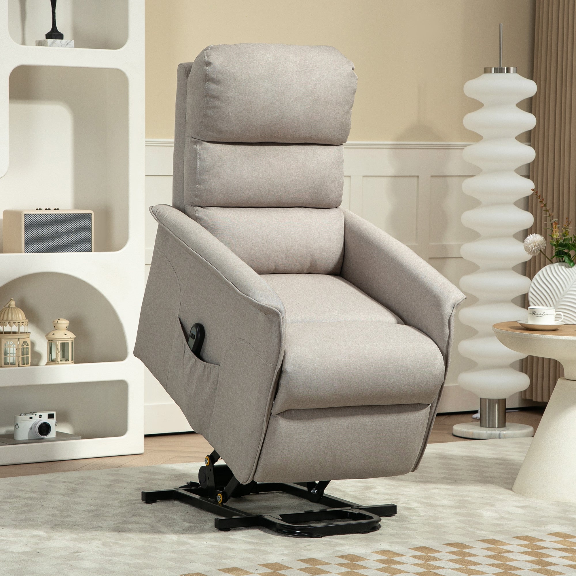 Poltrona Relax Reclinável Elétrica 66x90x96 cm Bege