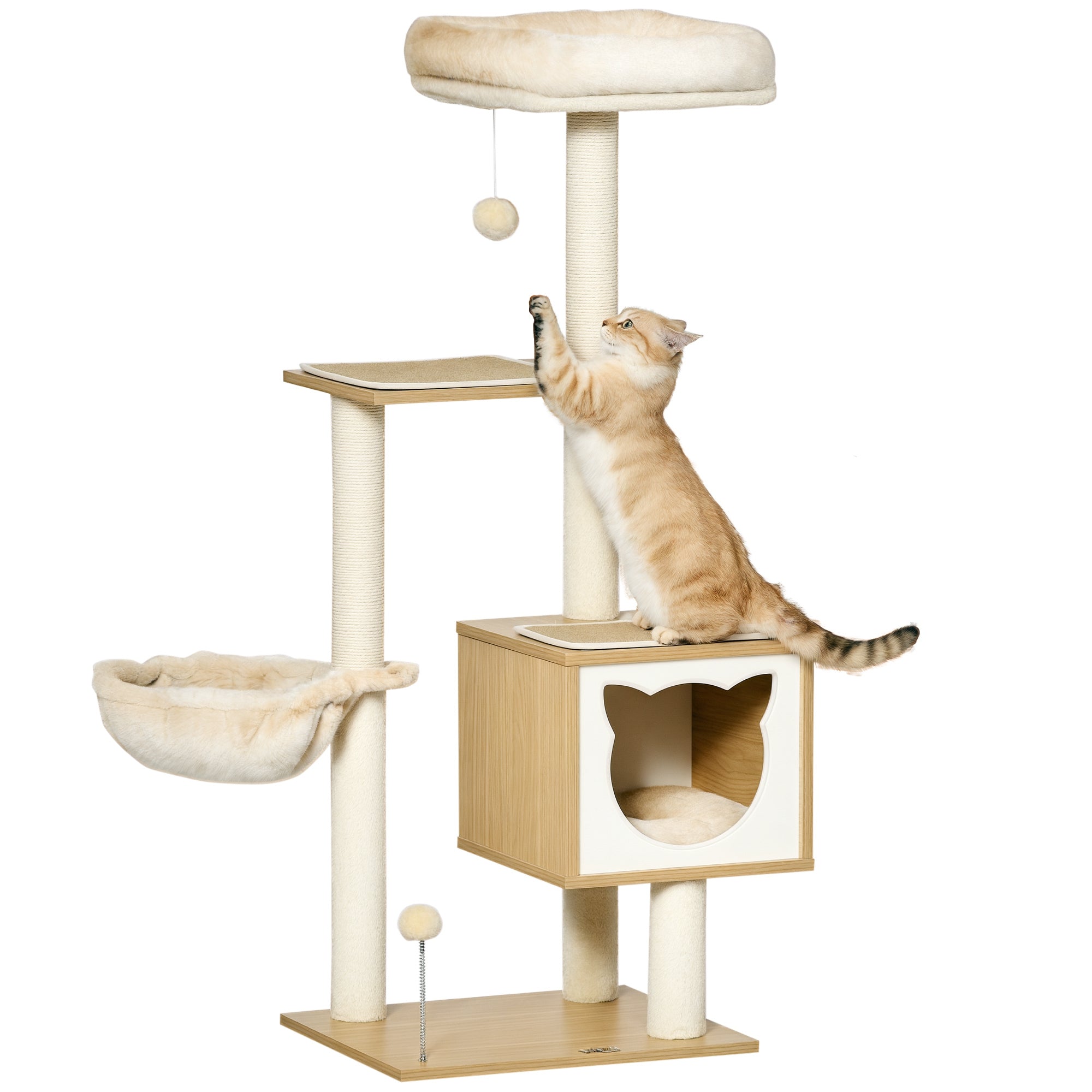 Árvore Arranhador para Gatos Bege 48x40x126 cm