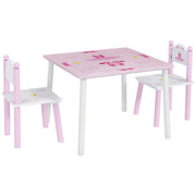 Conjunto de Mesa e Cadeiras para Crianças - 60x60x44 cm - Cor Rosa