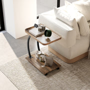 Mesa Auxiliar em Forma de C 52x34x60 cm - Madeira e Preto