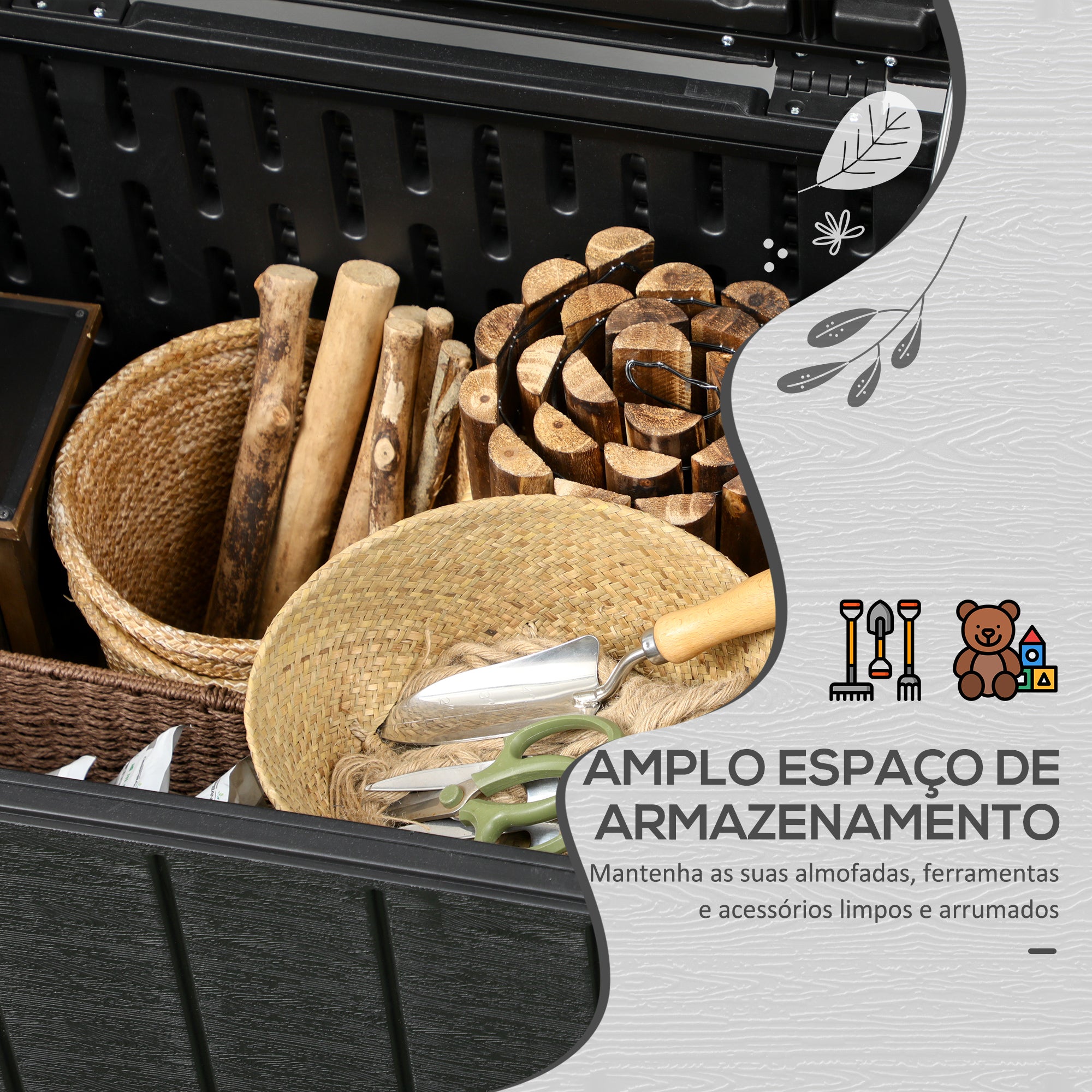 Baú de Armazenamento Exterior 366L Preto 122,4x62x64,5 cm