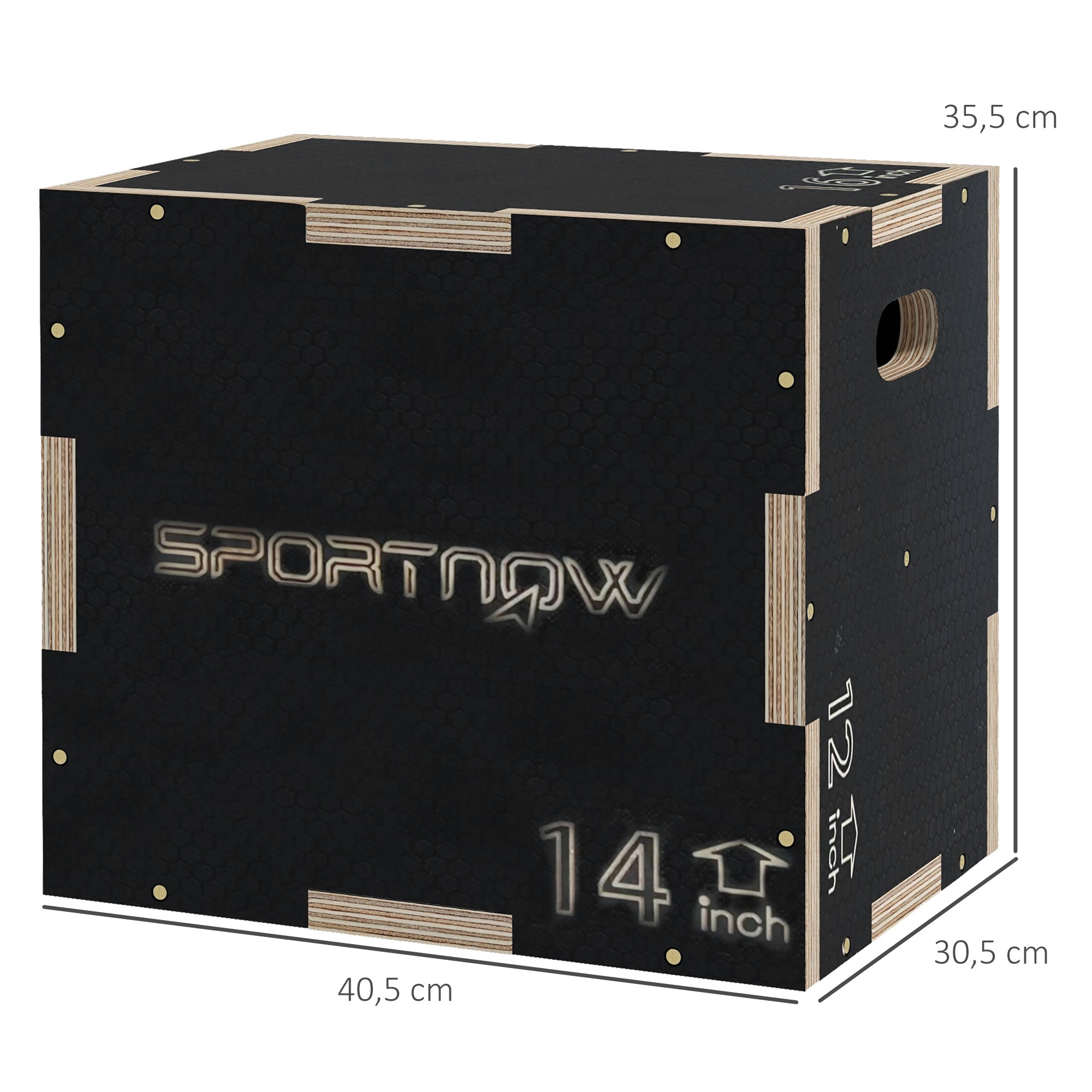 Caixa Pliométrica Preto 40,5x35,5x30,5 cm - Treino de Força Multifuncional