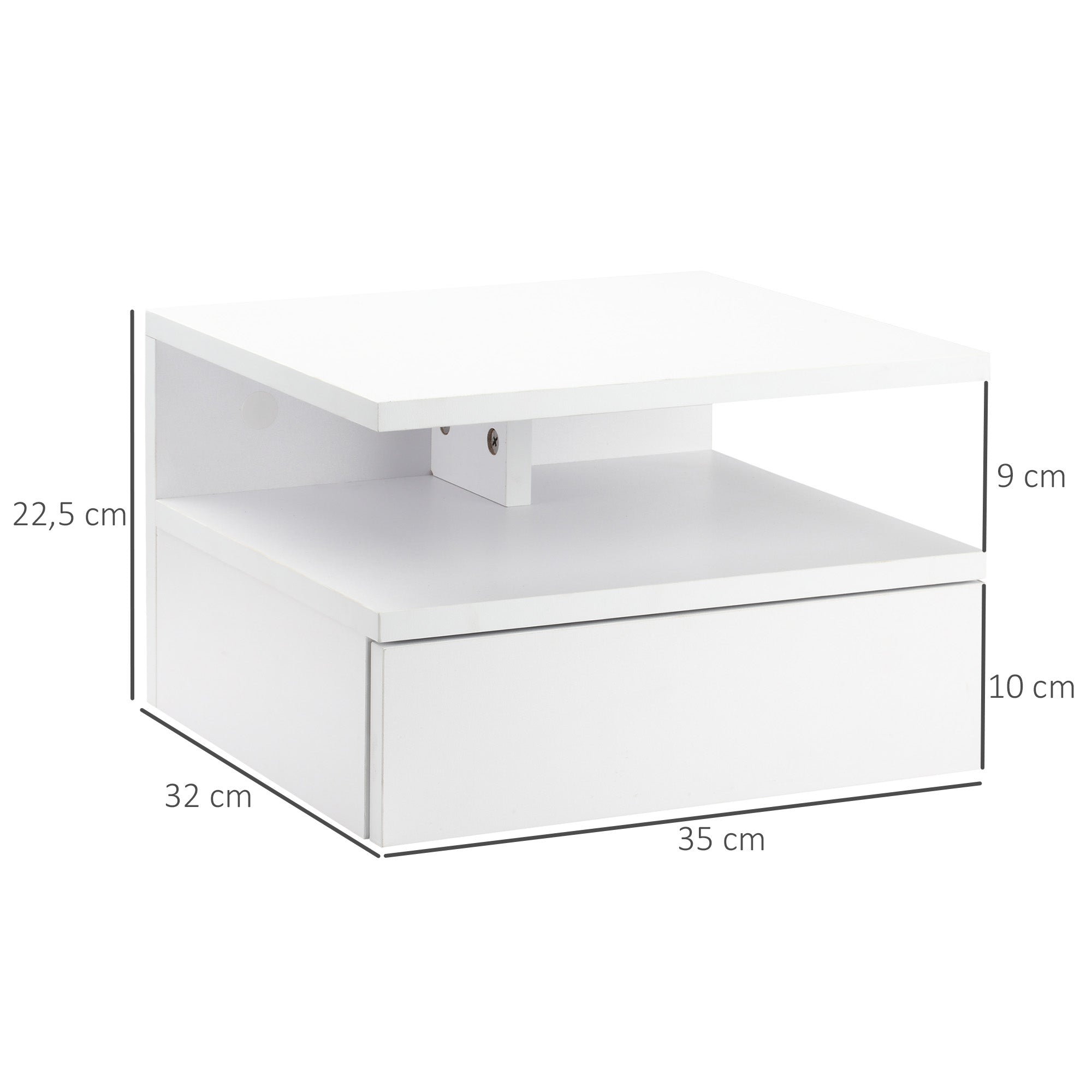 Conjunto de 2 Mesas de Cabeceira Flutuante Branco 35x32x22.5cm