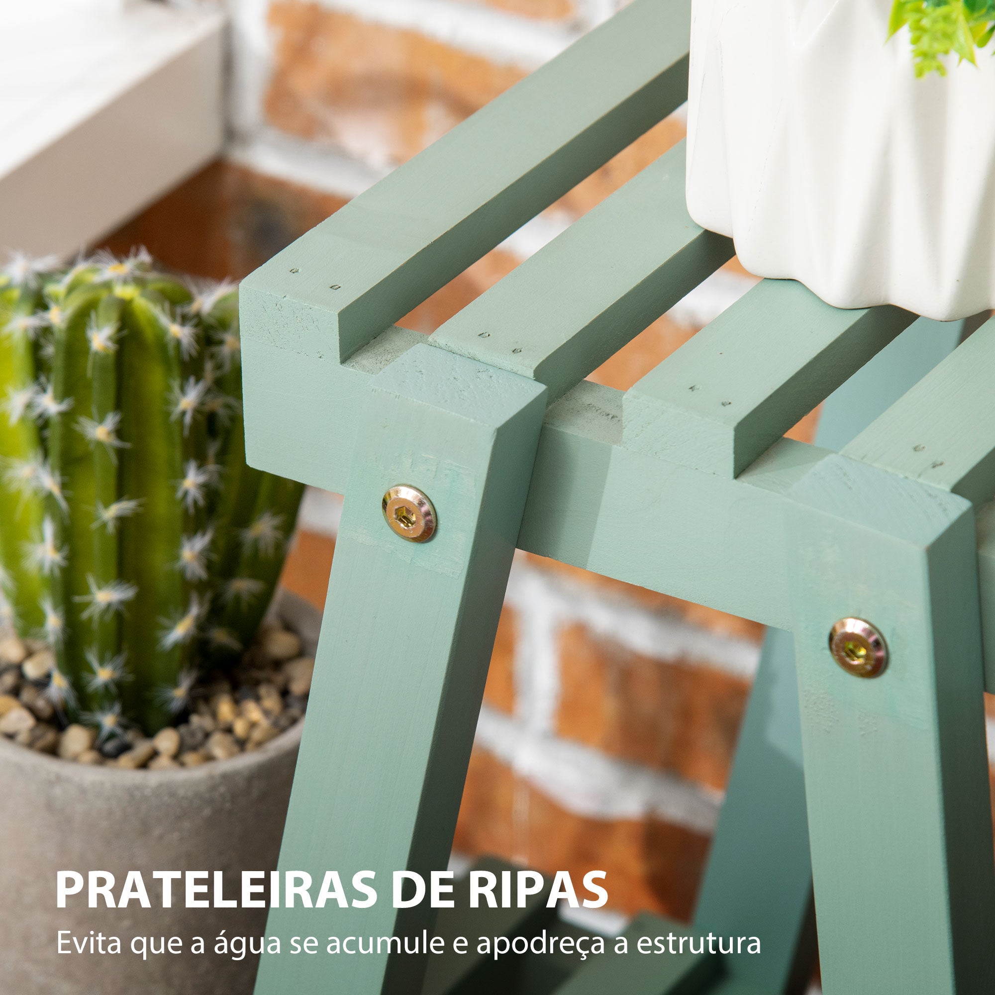 Suporte de Plantas de Madeira – 46x26x76cm – Verde