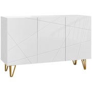 Aparador de Sala com 3 Portas e Prateleiras Ajustáveis 120x40x75 cm - Branco Brilhante