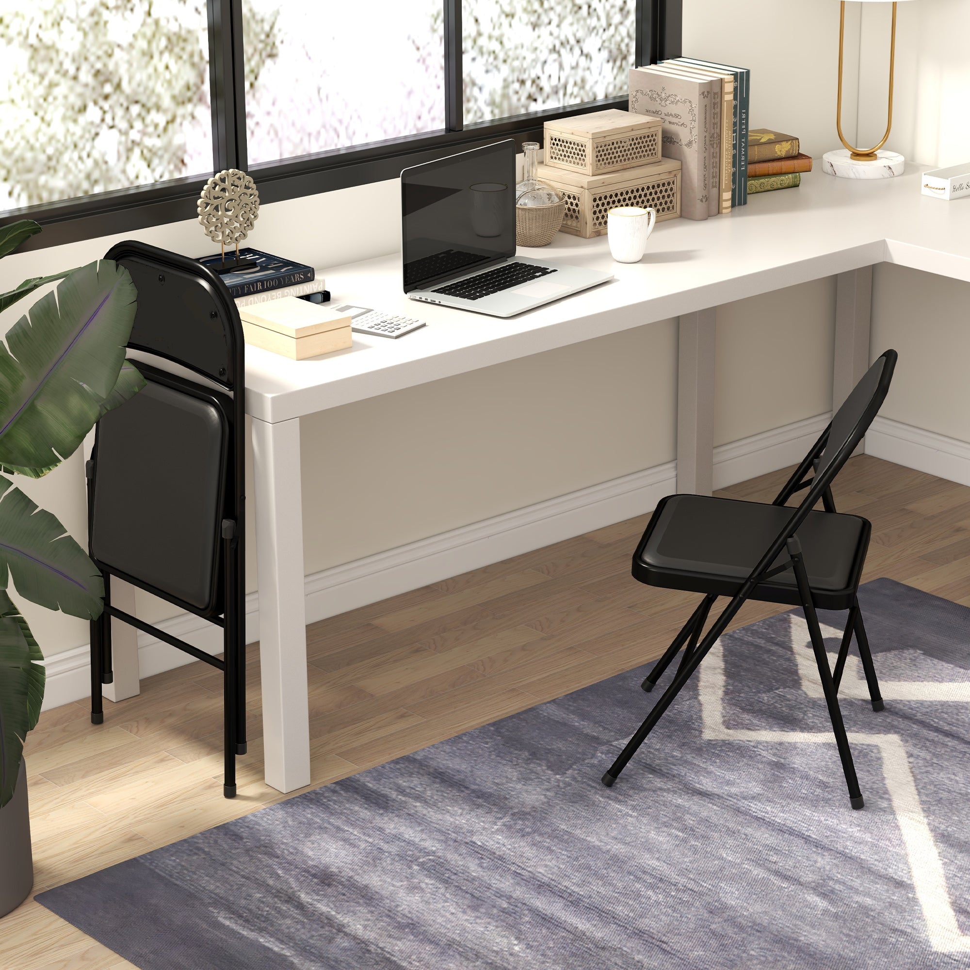 Conjunto de 2 Cadeiras Dobráveis 45x46x78 cm – Preto – Aço