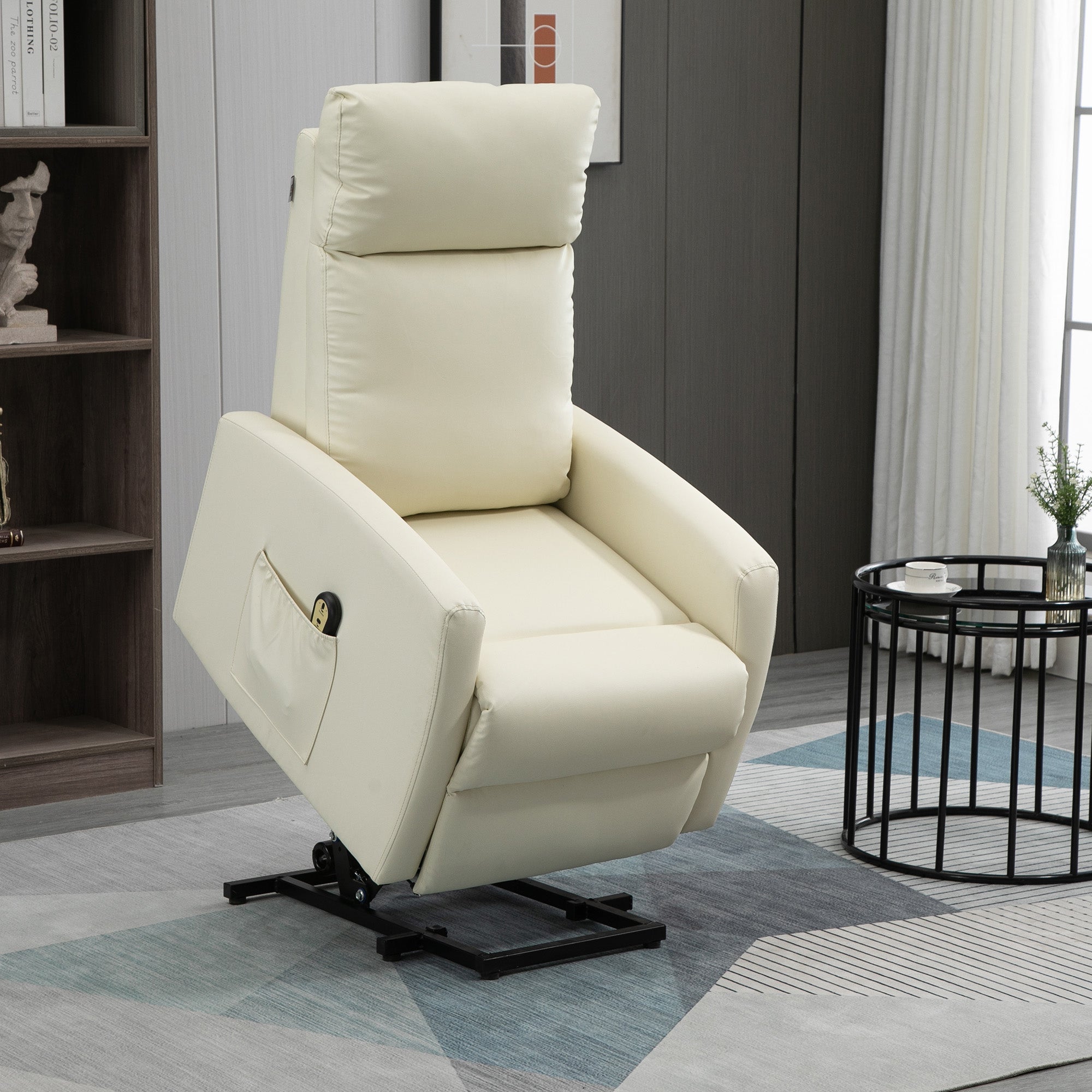Poltrona Relax Levanta Pessoas Elétrica 67x95x105 cm - Cor Creme