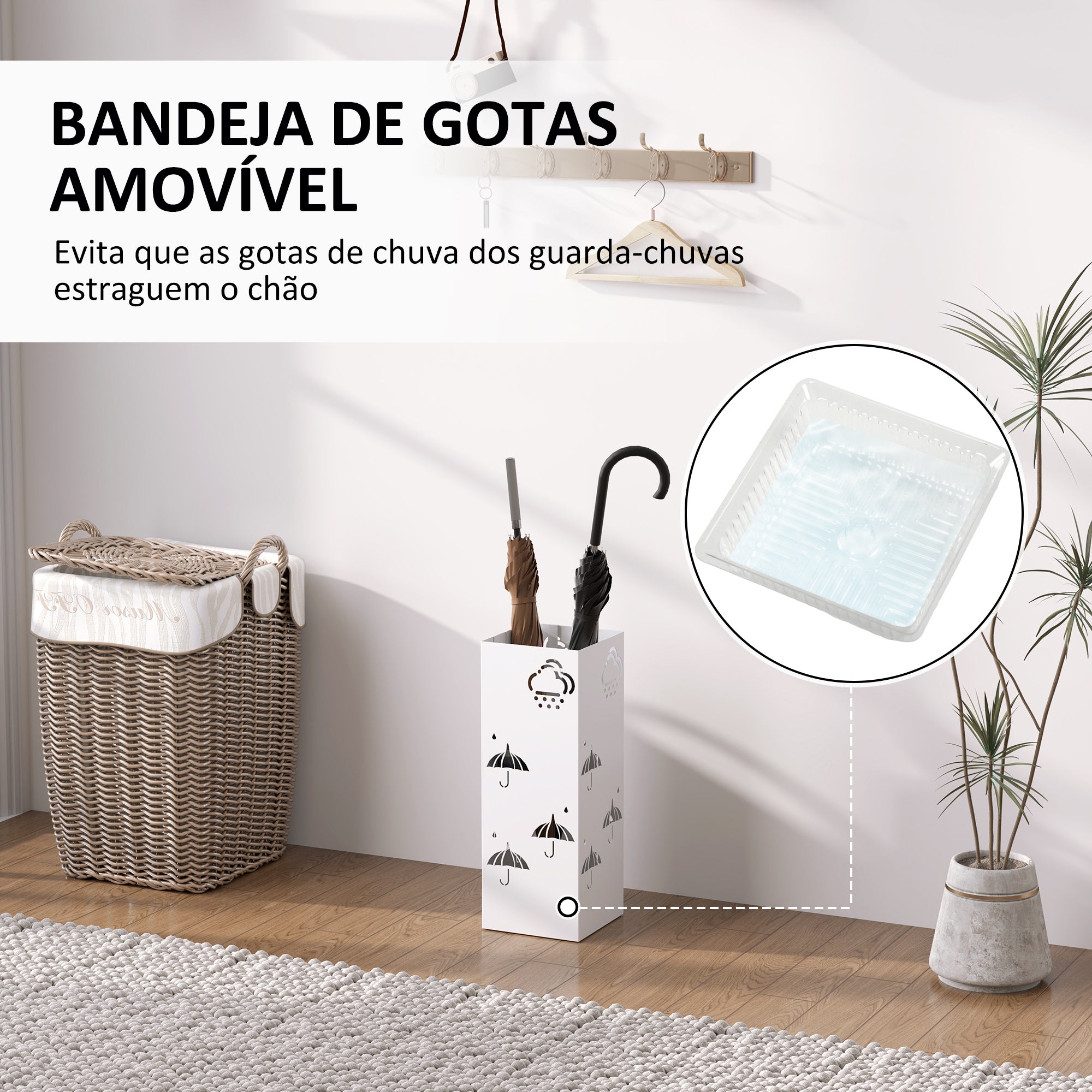 Suporte para Guarda Chuva Branco 15,5x15,5x41 cm