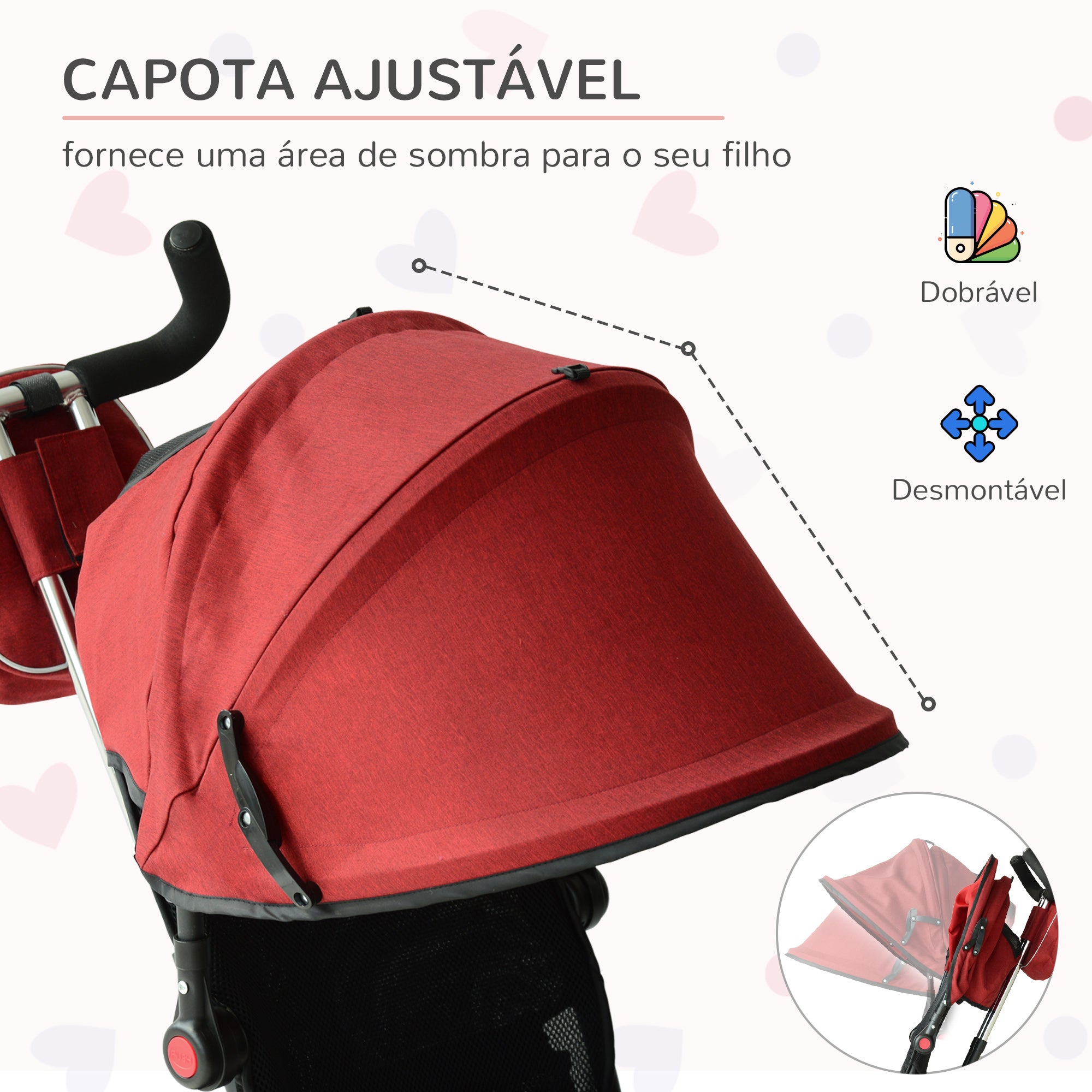 Triciclo Infantil 3 em 1 Vermelho 102x49x102 cm