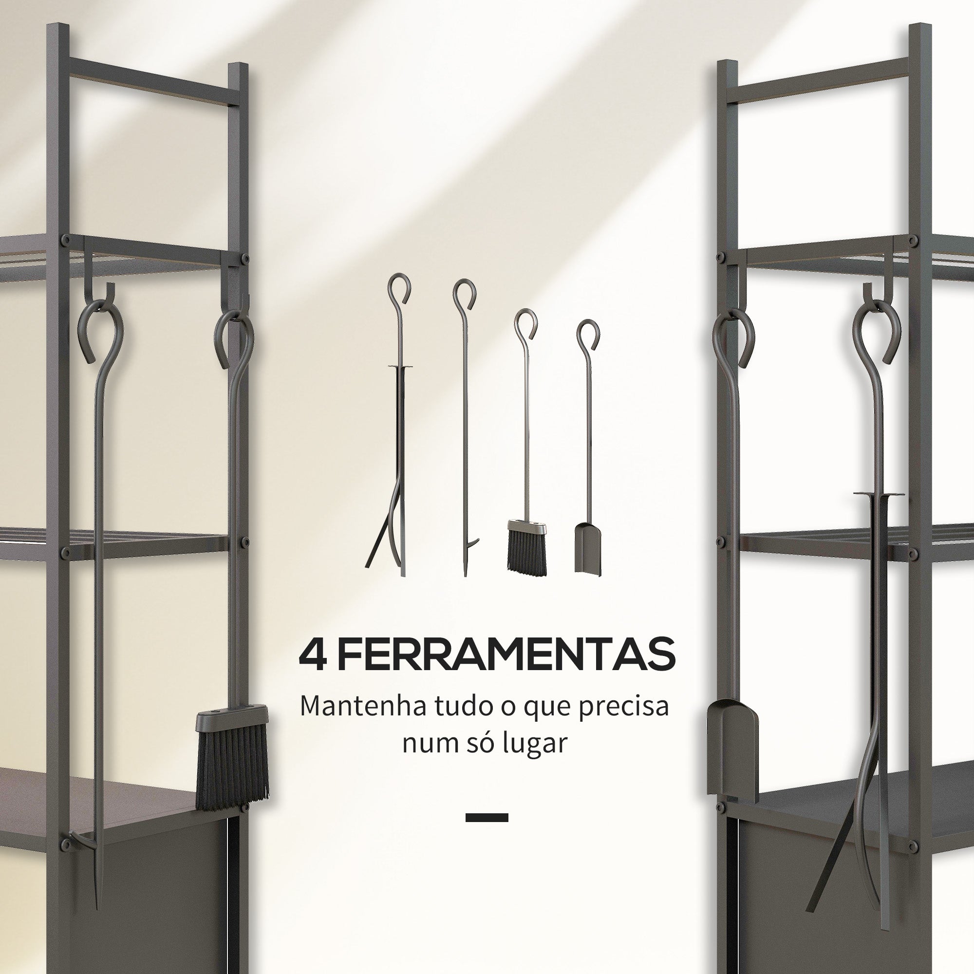 Suporte para Lenha 4 Níveis 45x30x118 cm Preto