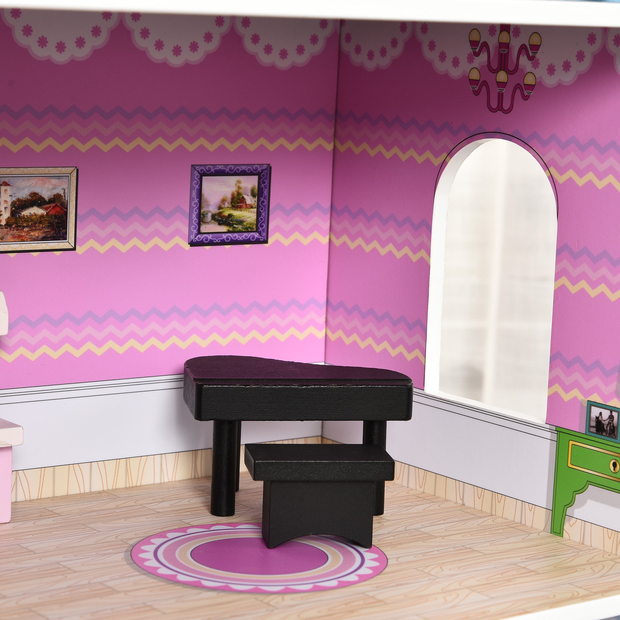 Casa de Bonecas de Madeira 86x30x87 cm - Cor Rosa