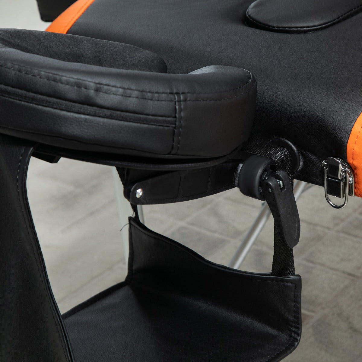 Marquesa de Massagem Dobrável e Portátil 180x60x62-82 cm Laranja e Preto