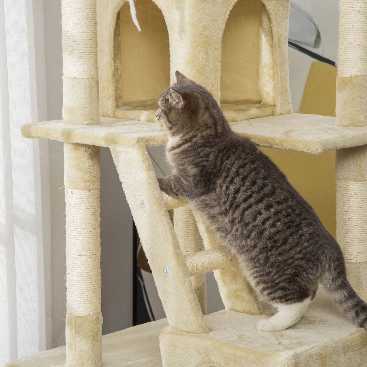 Arranhador para Gatos Grande 60x50x181 cm Bege