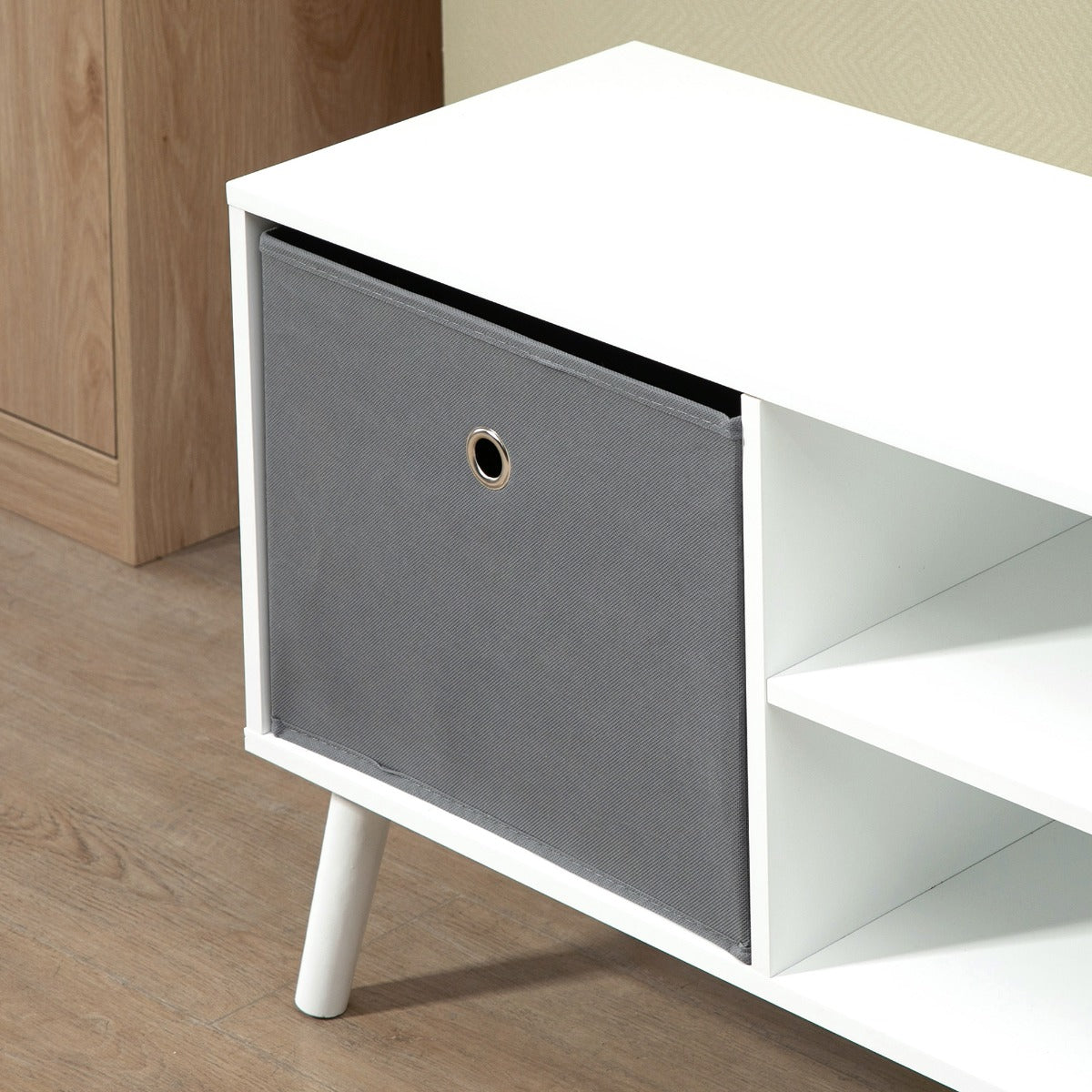 Móvel de TV Moderno Branco e Cinza 110x29x46.5cm