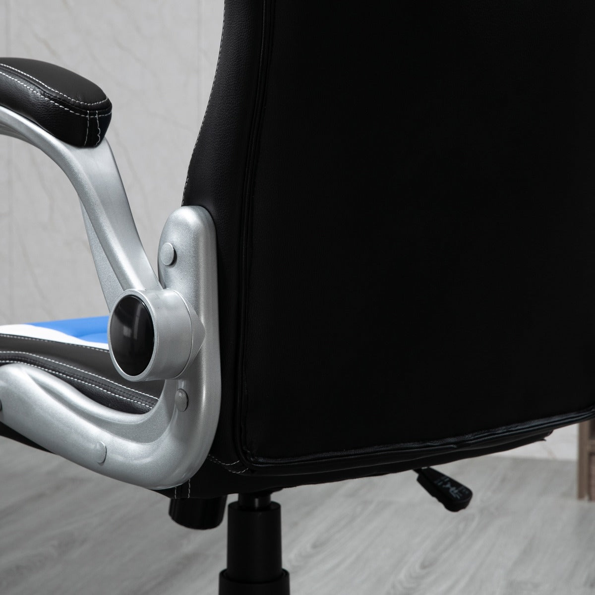 Cadeira de Escritório Executivo Preto Azul Branco - 71cm x 64cm x 109-119cm