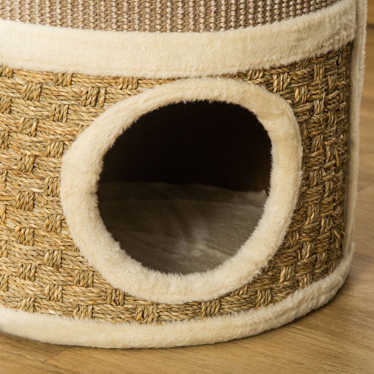 Arranhador em Forma de Cilindro para Gatos 37,5x37,5x70 cm - Castanho Claro e Bege