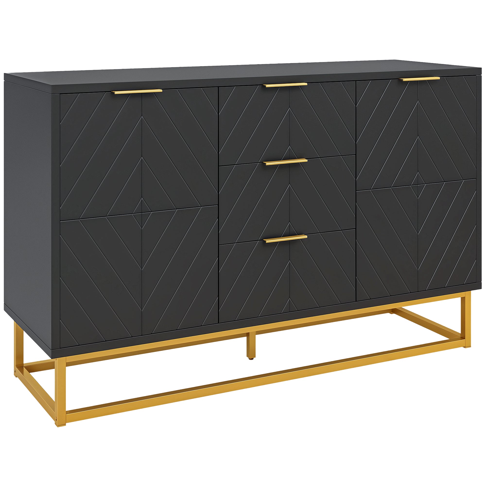 Aparador Auxiliar de Armazenamento 120x40x76 cm - Cor Preto