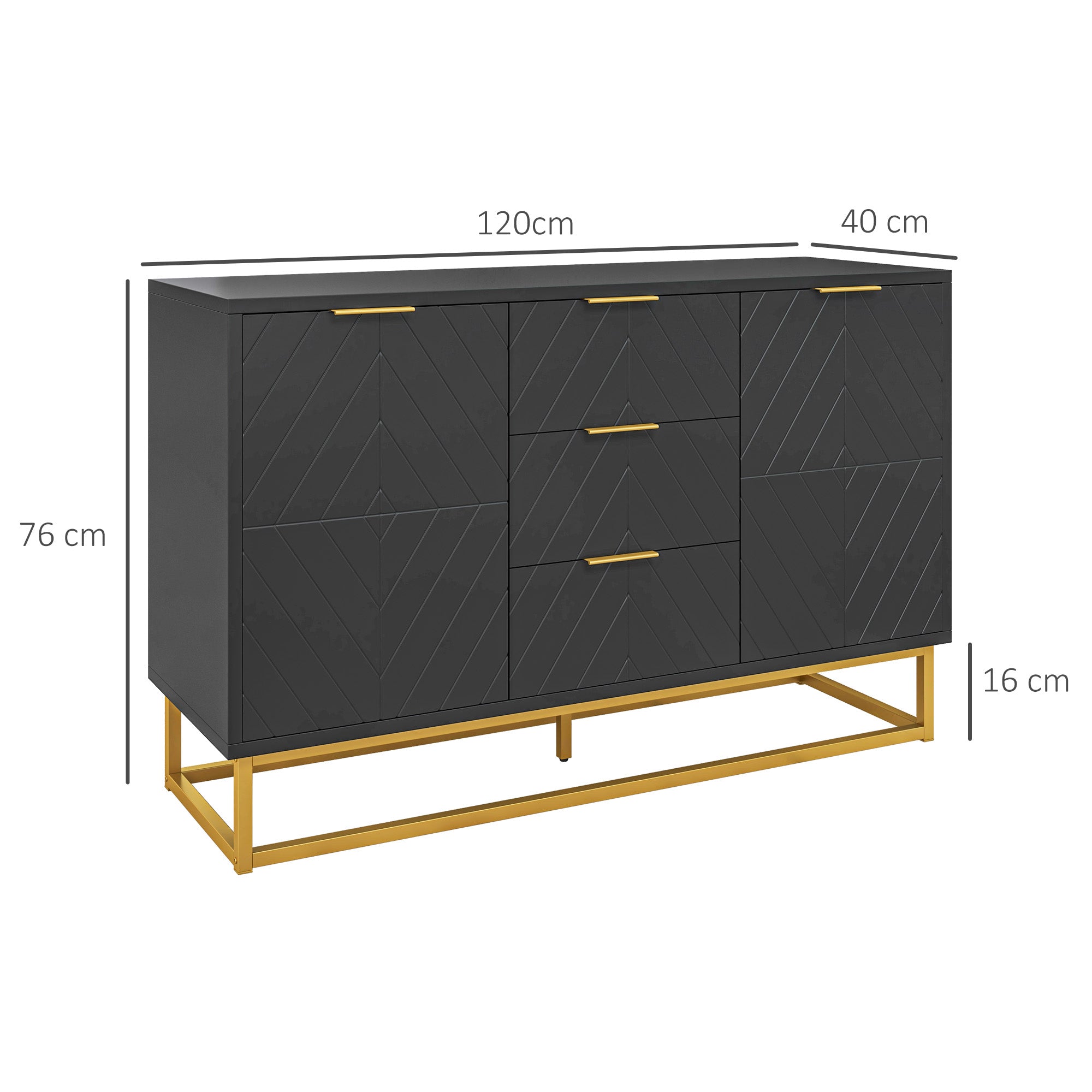 Aparador Auxiliar de Armazenamento 120x40x76 cm - Cor Preto