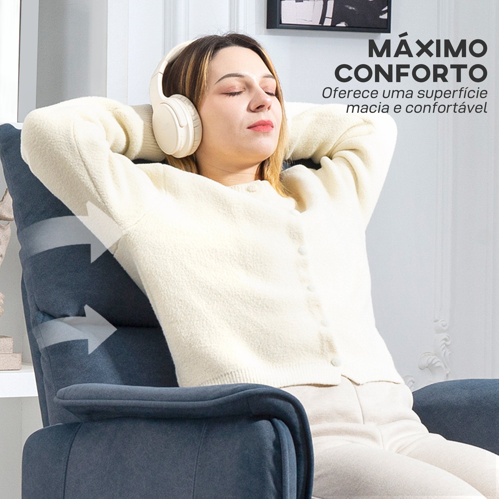 Poltrona Relax Reclinável Elétrica Azul Escuro 80x83x104 cm