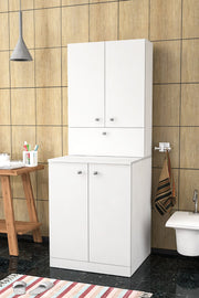 Armário para Máquina de Lavar – 70 x 90 x 67 cm – Branco – Painel de partículas revestido em melamina