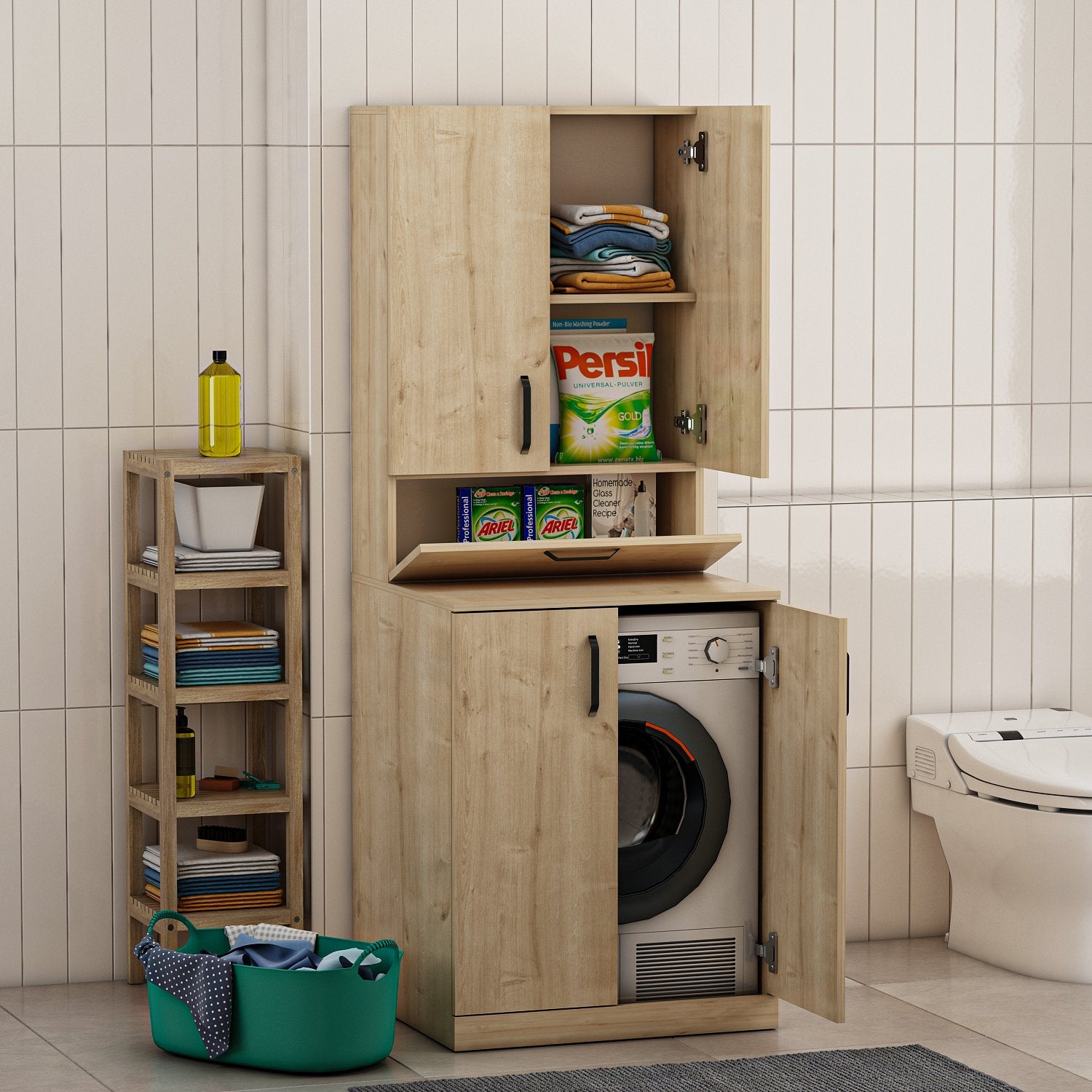 Armário para máquina de lavar-Palmira-Carvalho